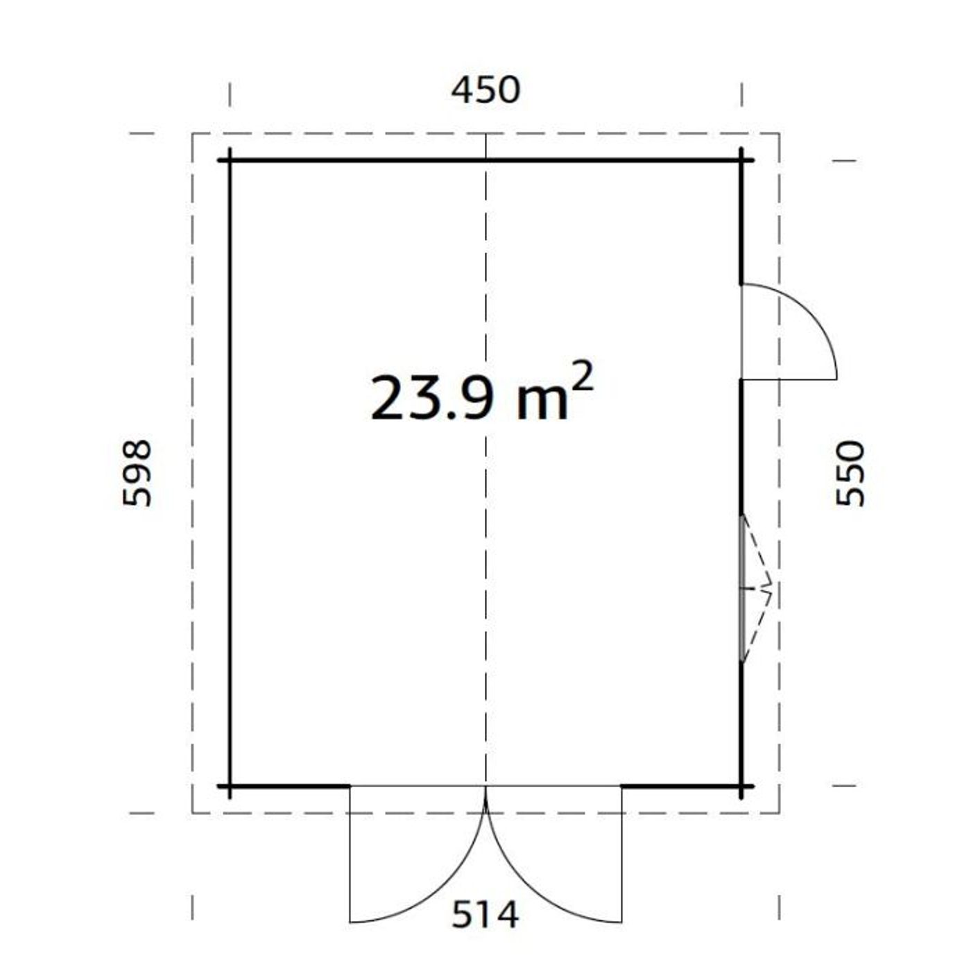 Garage Palmako Roger 23,9 m2 med Dörr