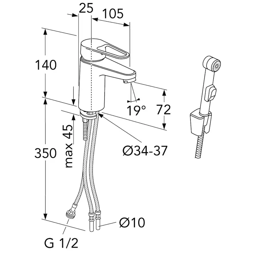 Tvättställsblandare Gustavsberg Nya Nautic med Handdusch