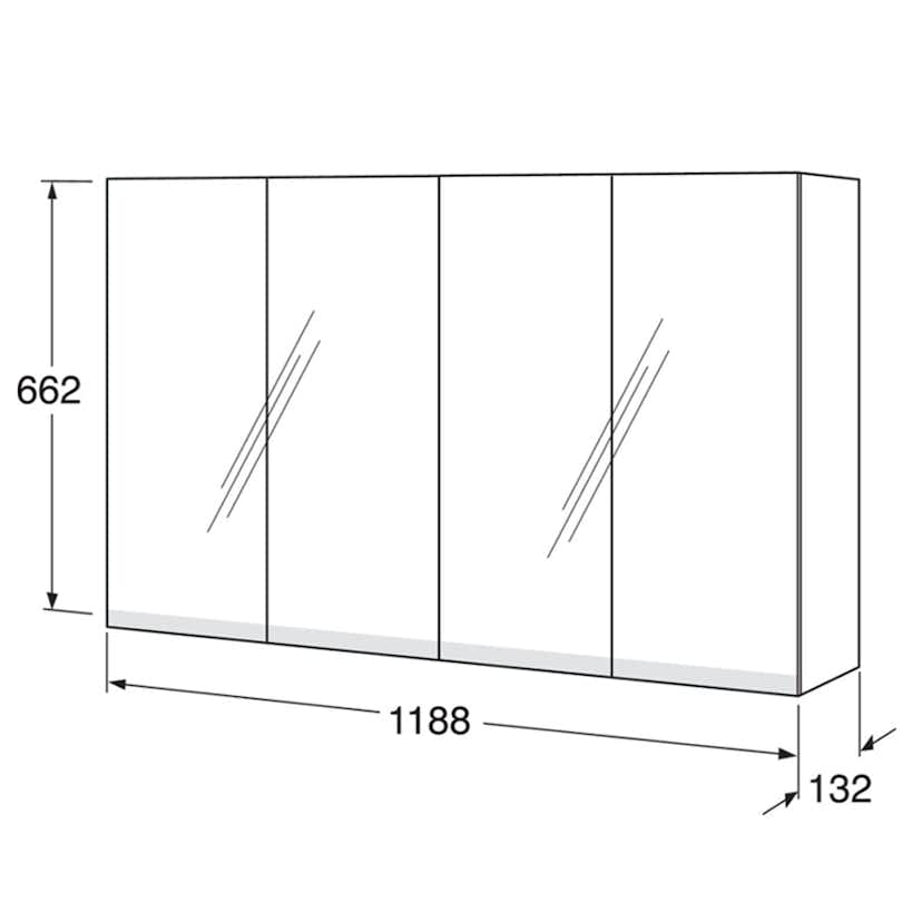 Spegelskåp Gustavsberg Artic 120 cm med LED belysning Undertill