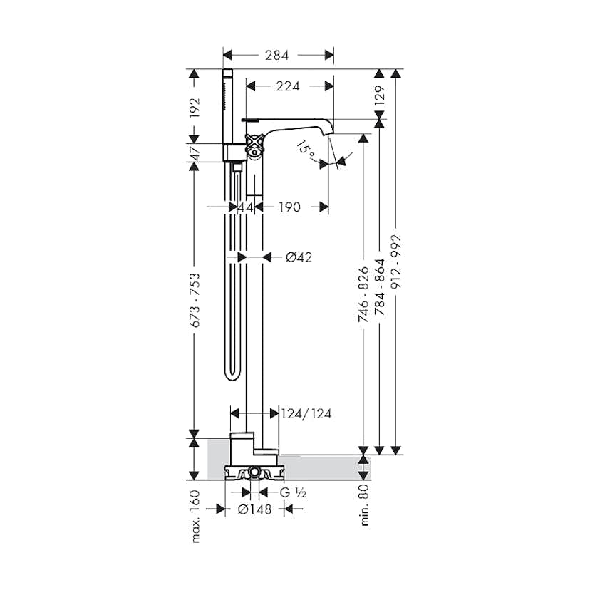 Golvblandare Axor Citterio E för Kar- och Dusch