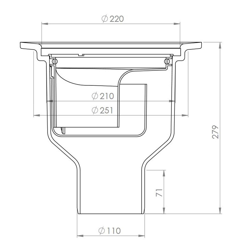 Golvbrunn Purus Heavy 110 E Ø220 mm