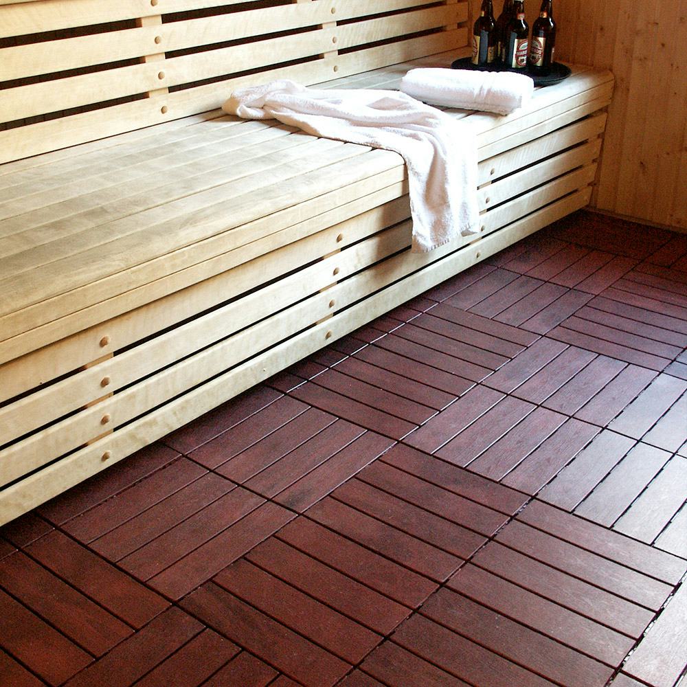 Golvplatta Hestraplattan Woodlook Mahogany Golvtrall för Balkong & Terrass