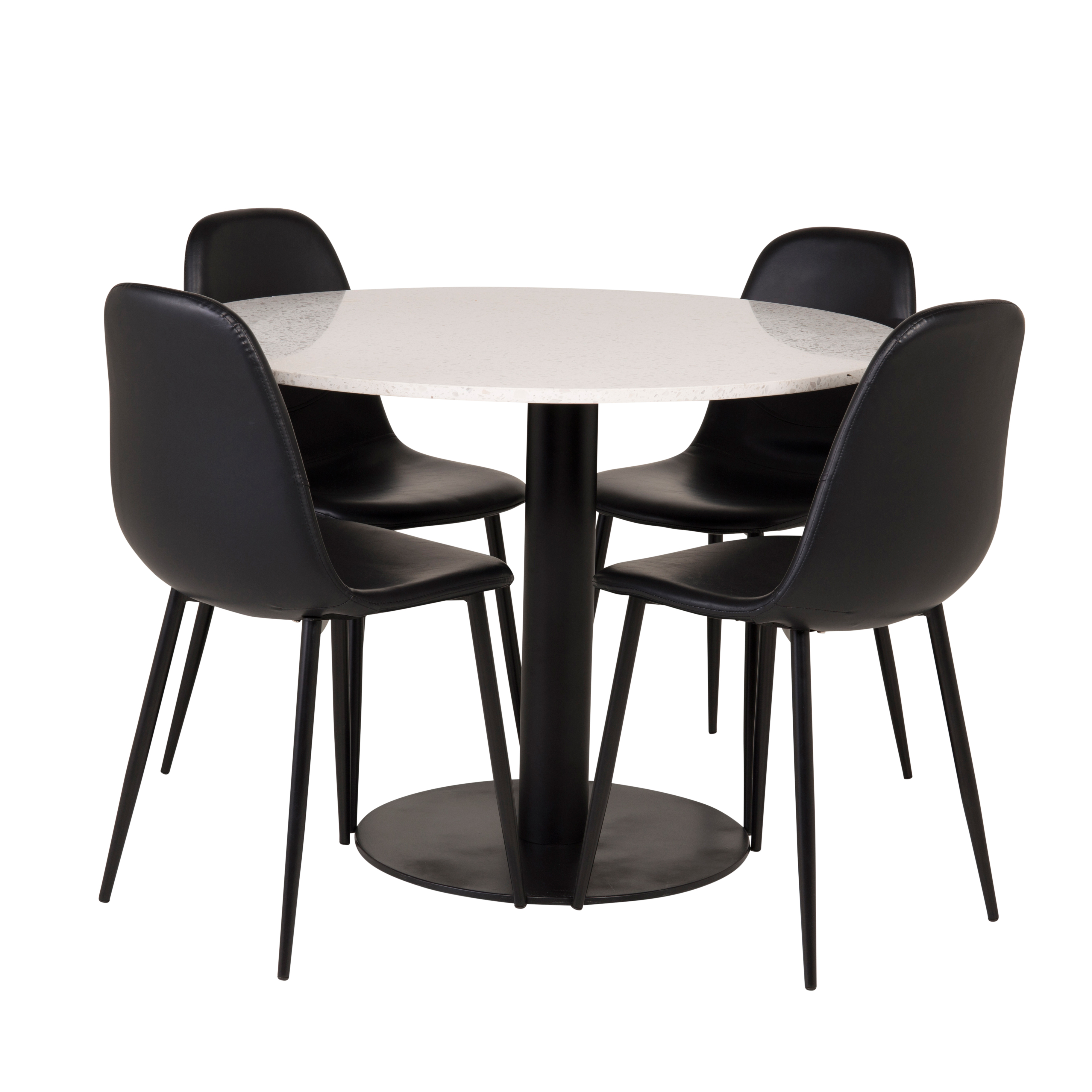 Matgrupp Venture Home Roxanna Vit Bord med 4 Pobbie Stolar Läder