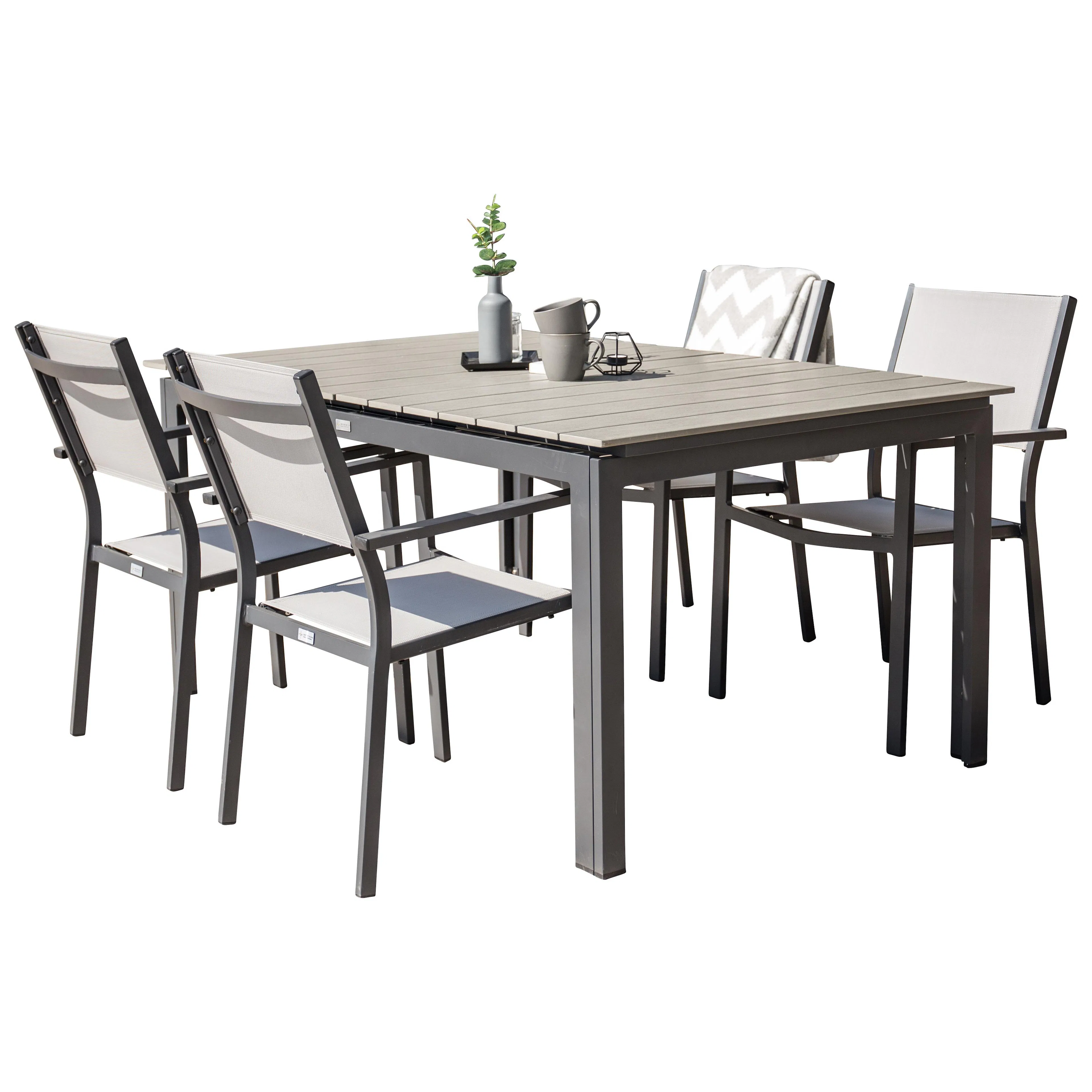 Matgrupp Venture Home Lova 160/240 med 4 Copacabana Karmstolar