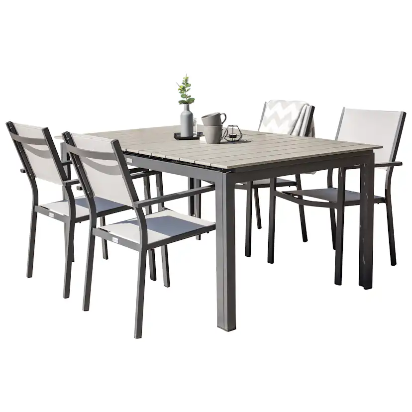 Matgrupp Venture Home Lova 160/240 med 4 Copacabana Karmstolar