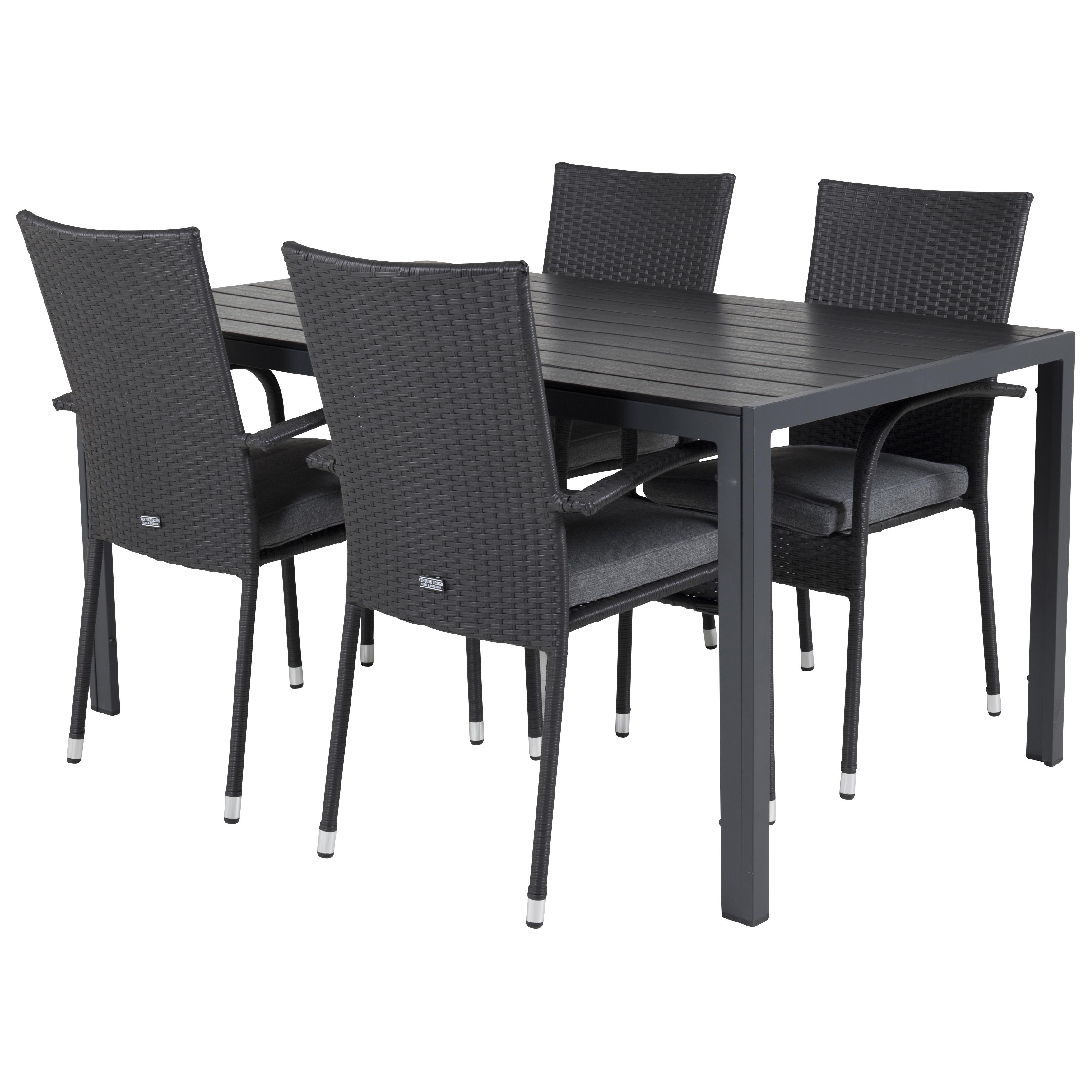 Matgrupp Utomhus Venture Home Bront 150 med 4 Asta Trädgårdsstolar