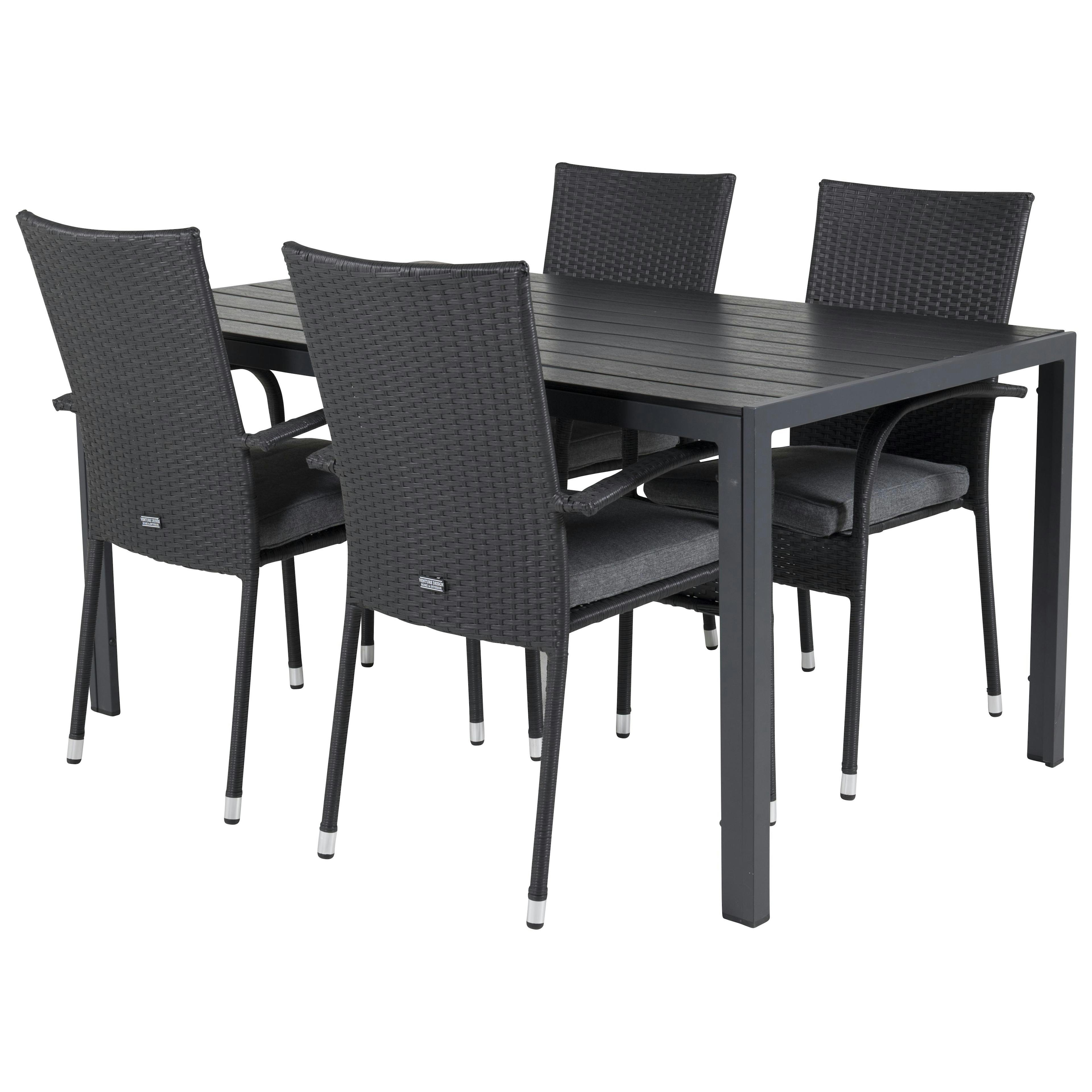 Matgrupp Utomhus Venture Home Bront 150 med 4 Asta Trädgårdsstolar