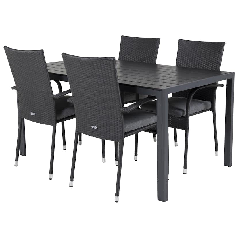 Matgrupp Utomhus Venture Home Bront 150 med 4 Asta Trädgårdsstolar