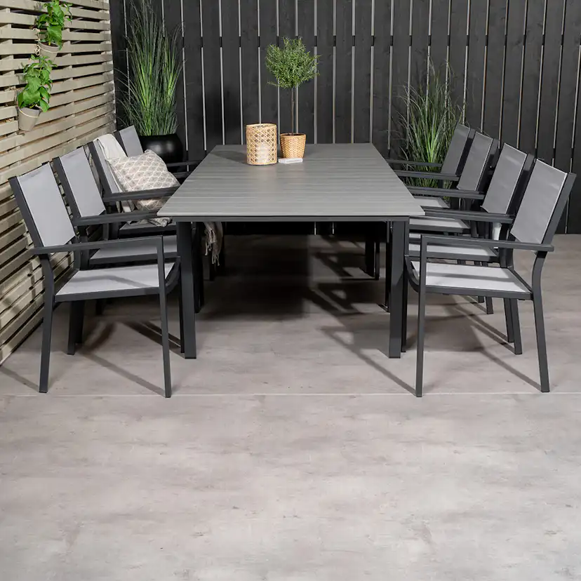 Matgrupp Venture Home Lova 160/240 med 8 Copacabana Karmstolar