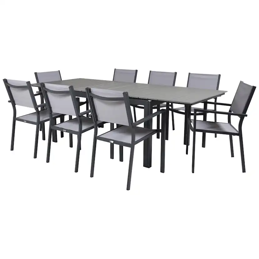 Matgrupp Venture Home Lova 160/240 med 8 Copacabana Karmstolar