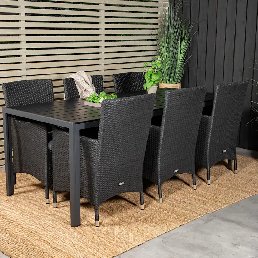 Matgrupp Utomhus Venture Home Bront 205 med 6 Milwa Trädgårdsstolar