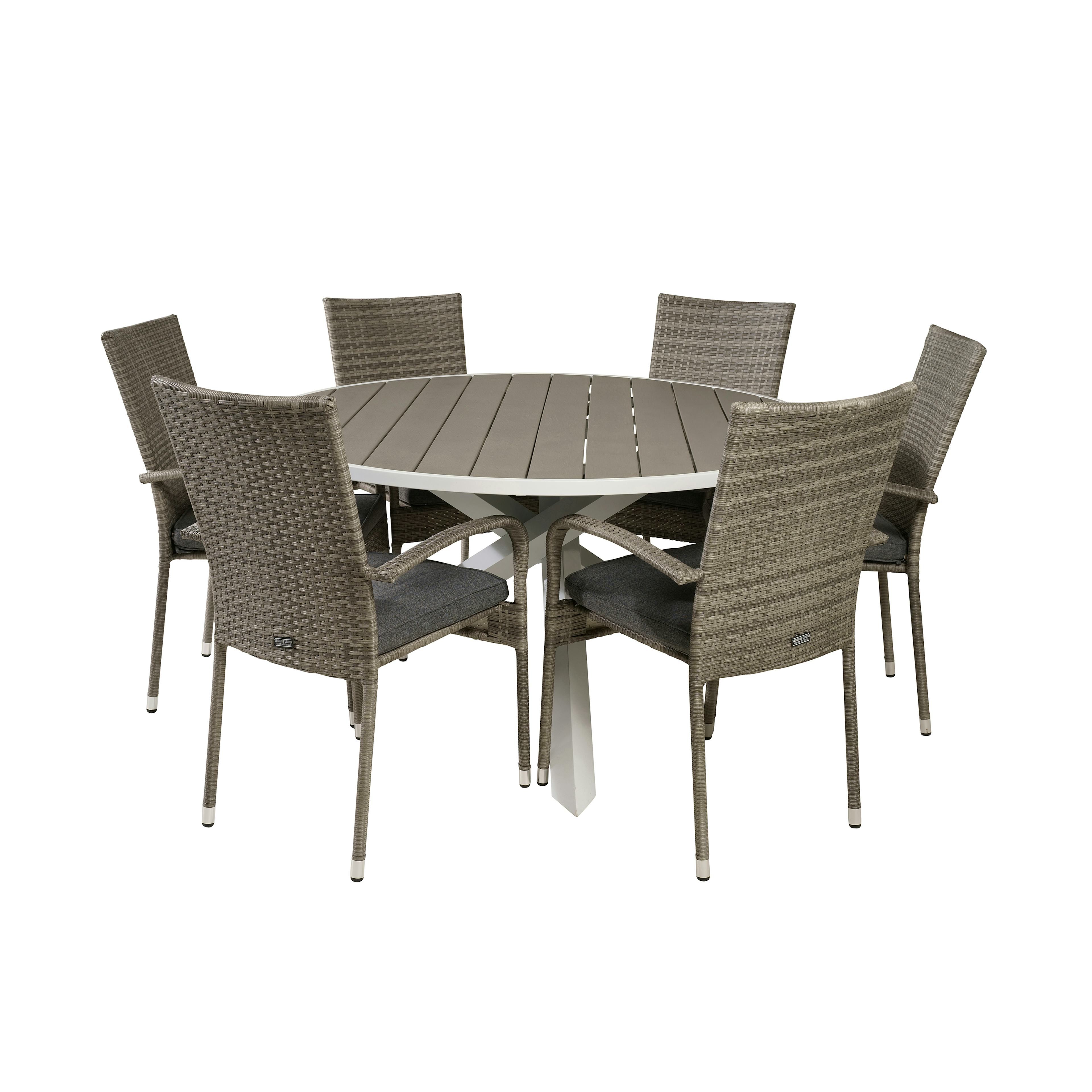 Matgrupp Utomhus Venture Home Pincy Ø140 med 6 Asta Trädgårdsstolar