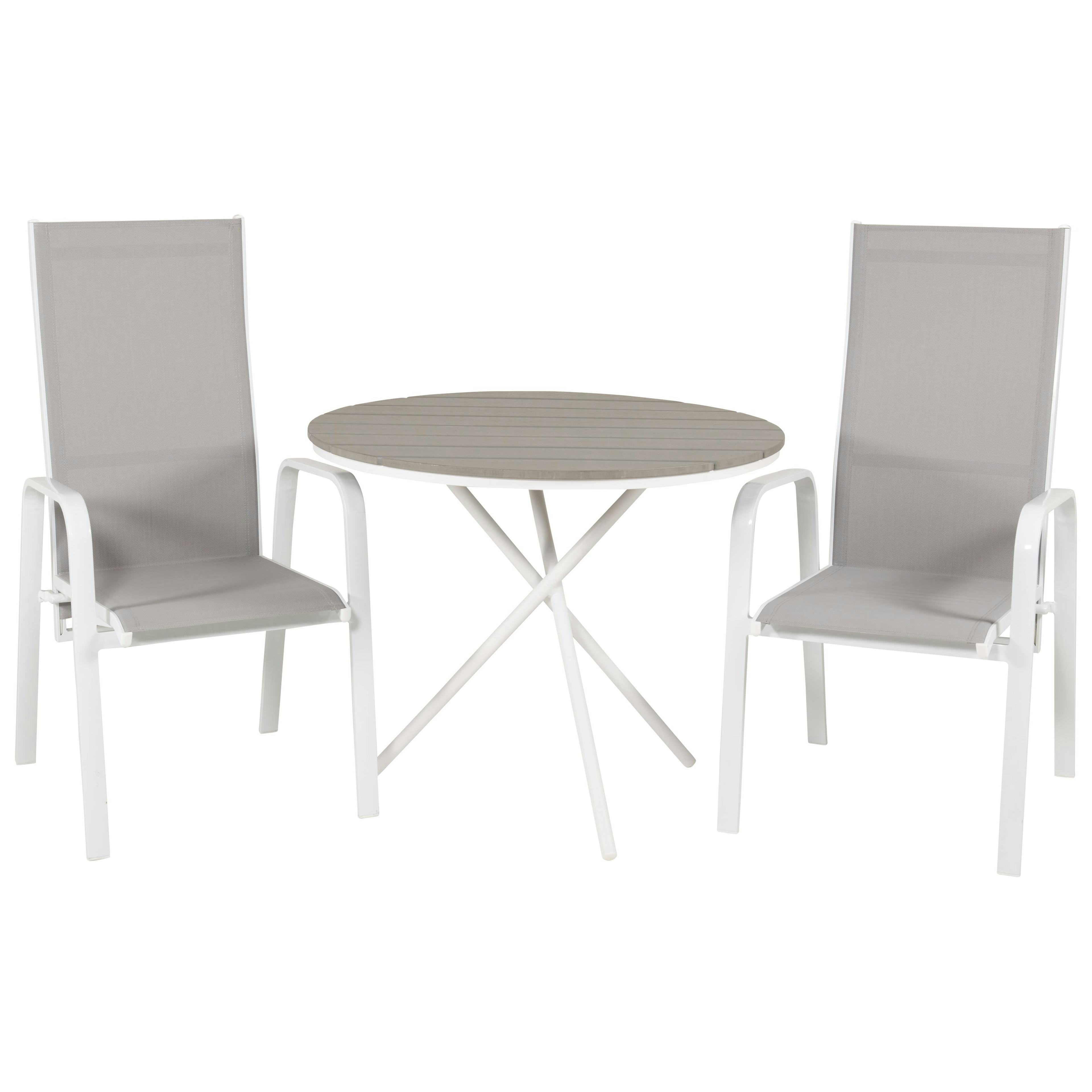 Cafégrupp Venture Home Pincy Ø 90 med 2 Copacabana Trädgårdsstolar Utomhus