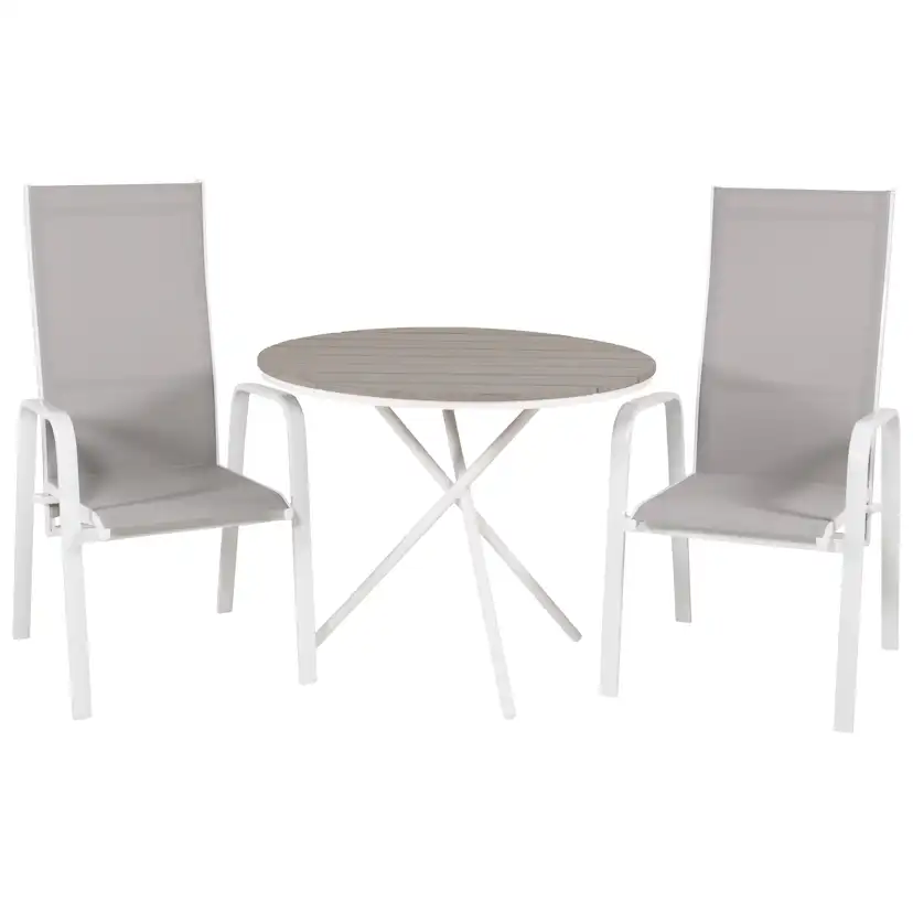 Cafégrupp Venture Home Pincy Ø 90 med 2 Copacabana Trädgårdsstolar Utomhus