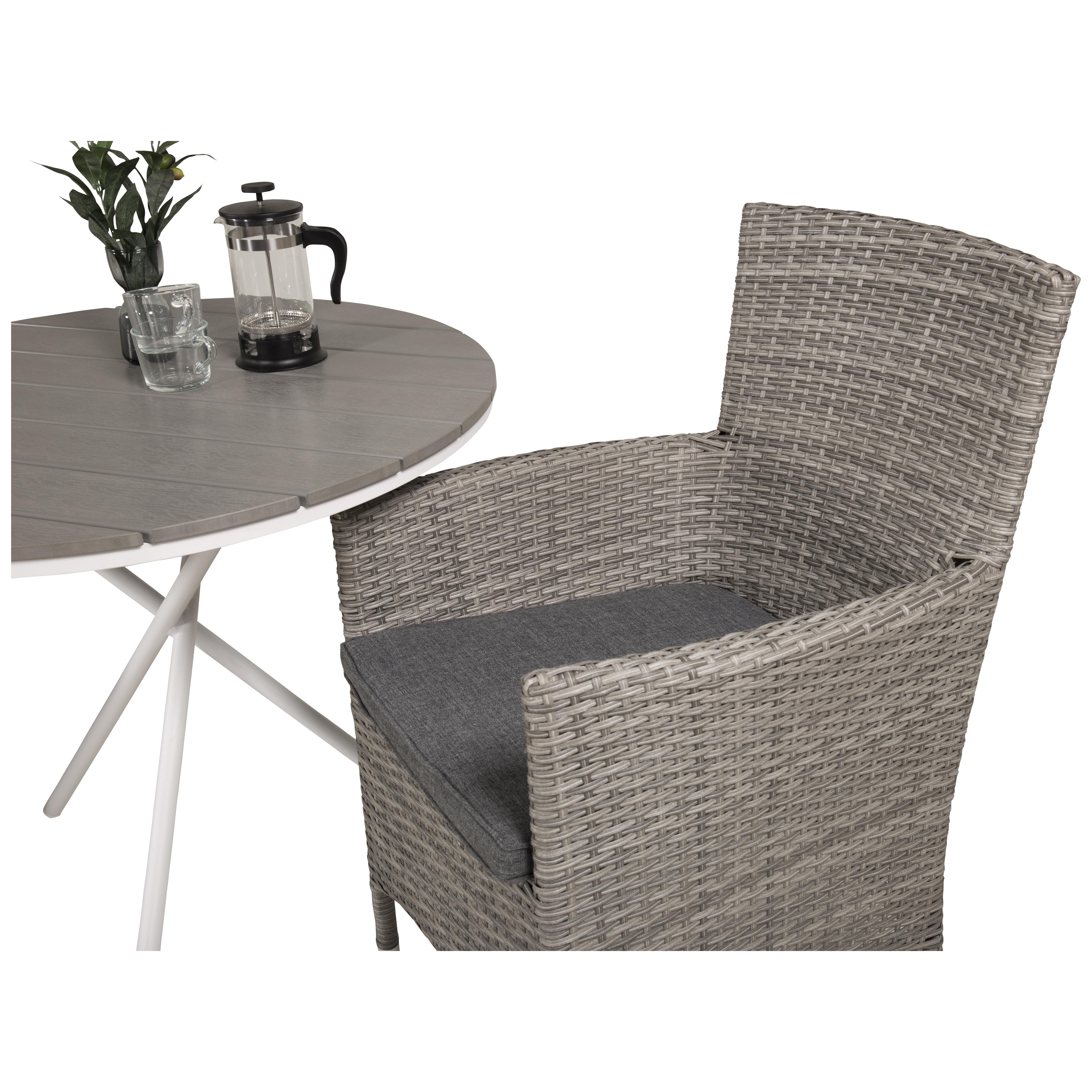 Cafégrupp Venture Home Parma med 2 Malin Trädgårdsstolar Utomhus