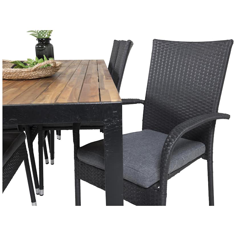 Matgrupp Utomhus Venture Home Bois med 6 Anna Trädgårdsstolar