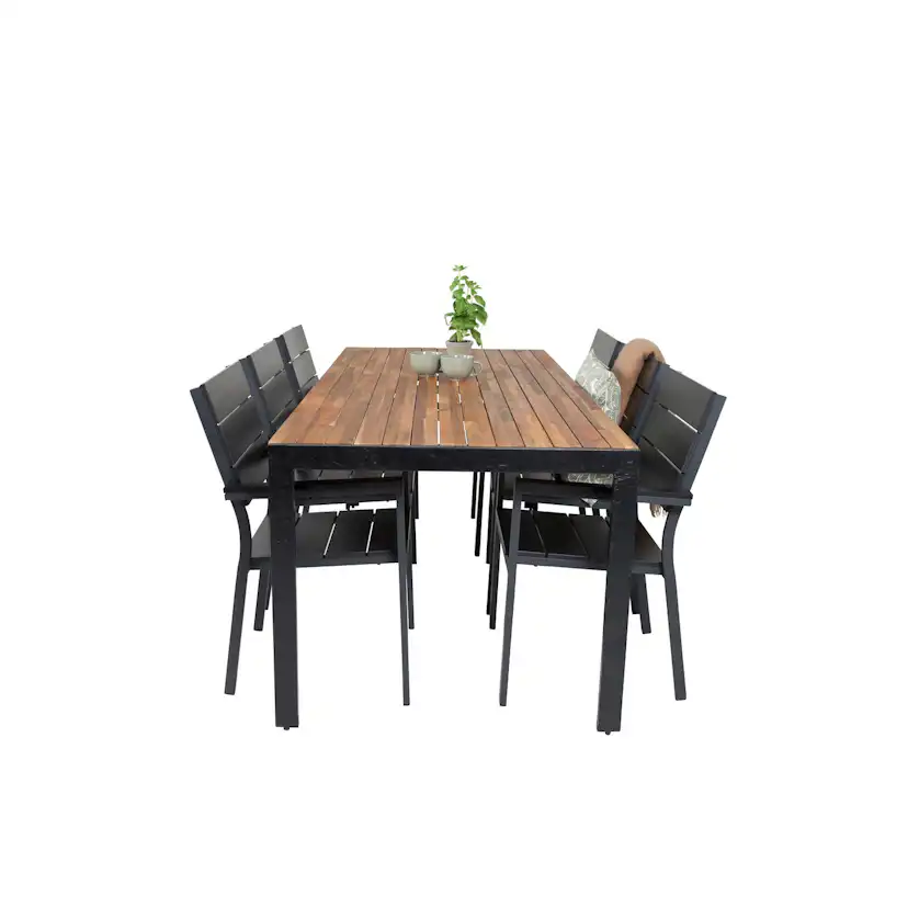 Matgrupp Utomhus Venture Home Berfin med 6 Lova Trädgårdsstolar