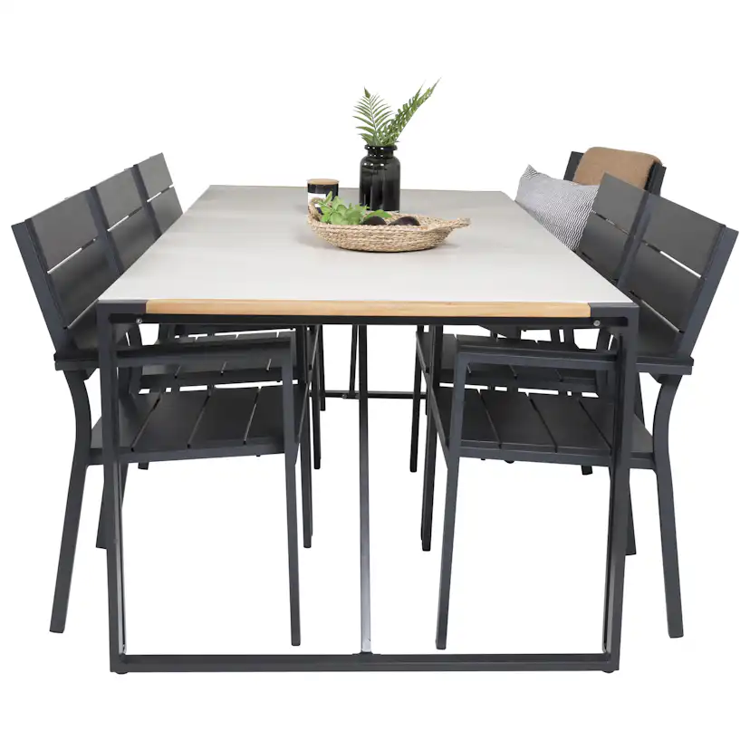 Matgrupp Utomhus Venture Home Tilly 200 med 6 Lova Trädgårdsstolar