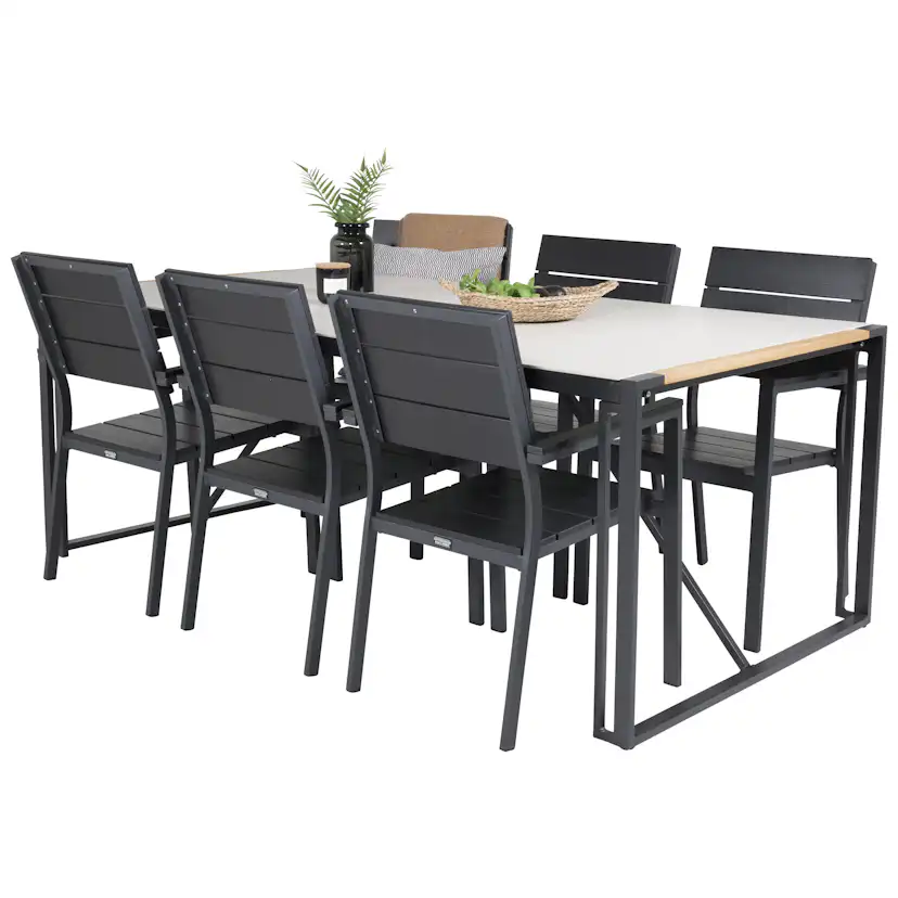 Matgrupp Utomhus Venture Home Tilly 200 med 6 Lova Trädgårdsstolar