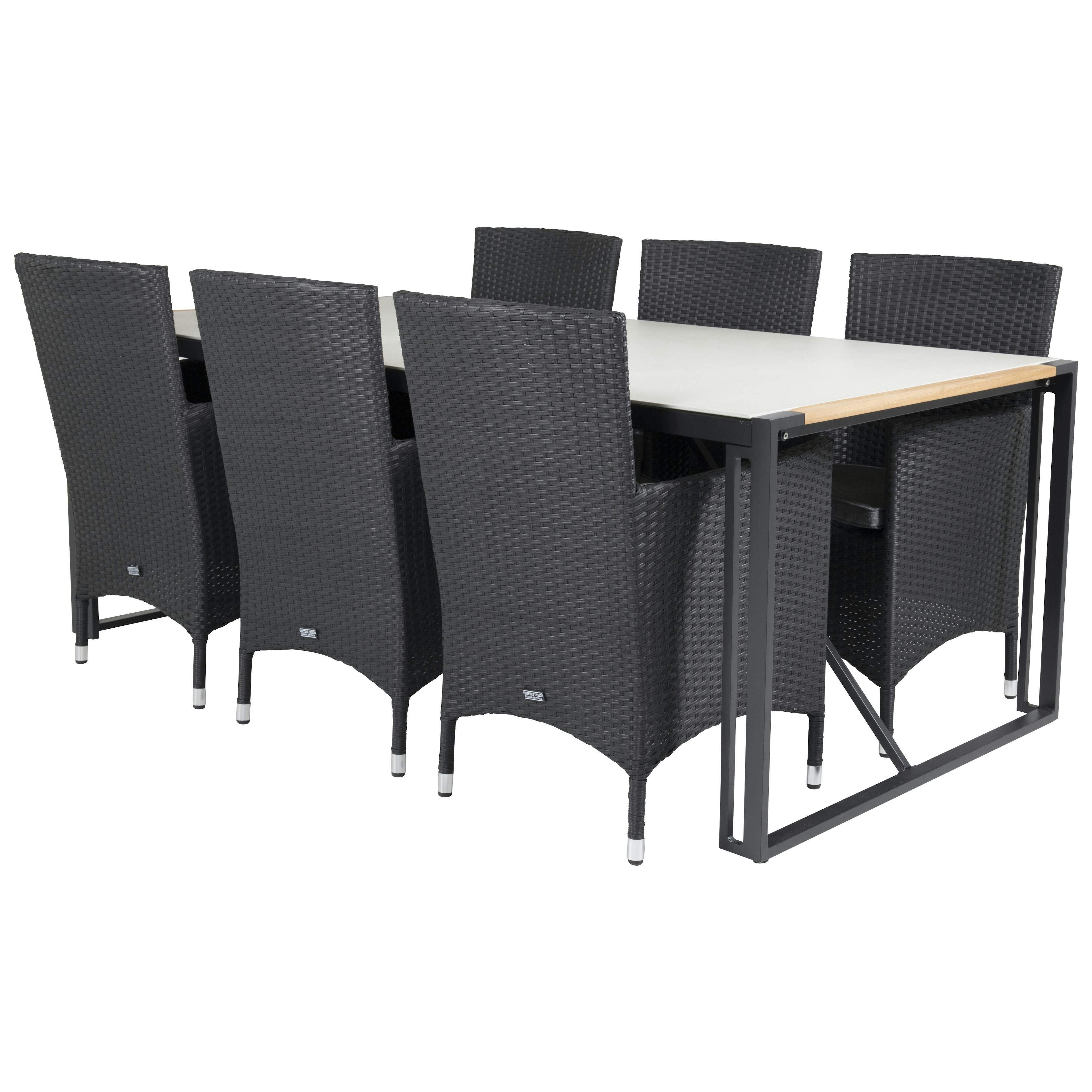 Matgrupp Utomhus Venture Home Tilly 200 med 6 Milwa Trädgårdsstolar