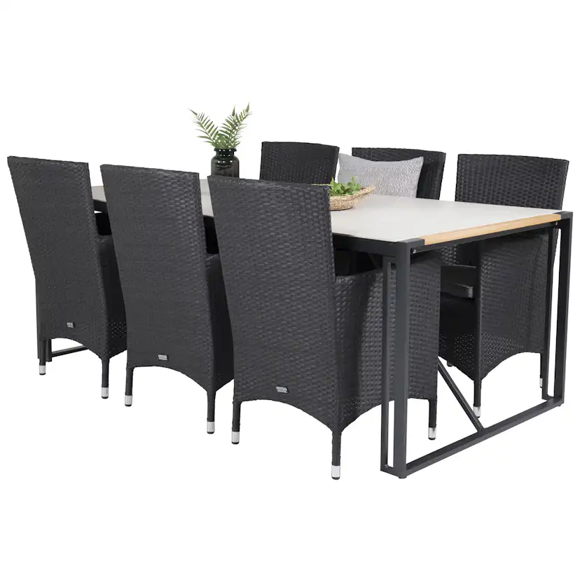 Matgrupp Utomhus Venture Home Tilly 200 med 6 Milwa Trädgårdsstolar