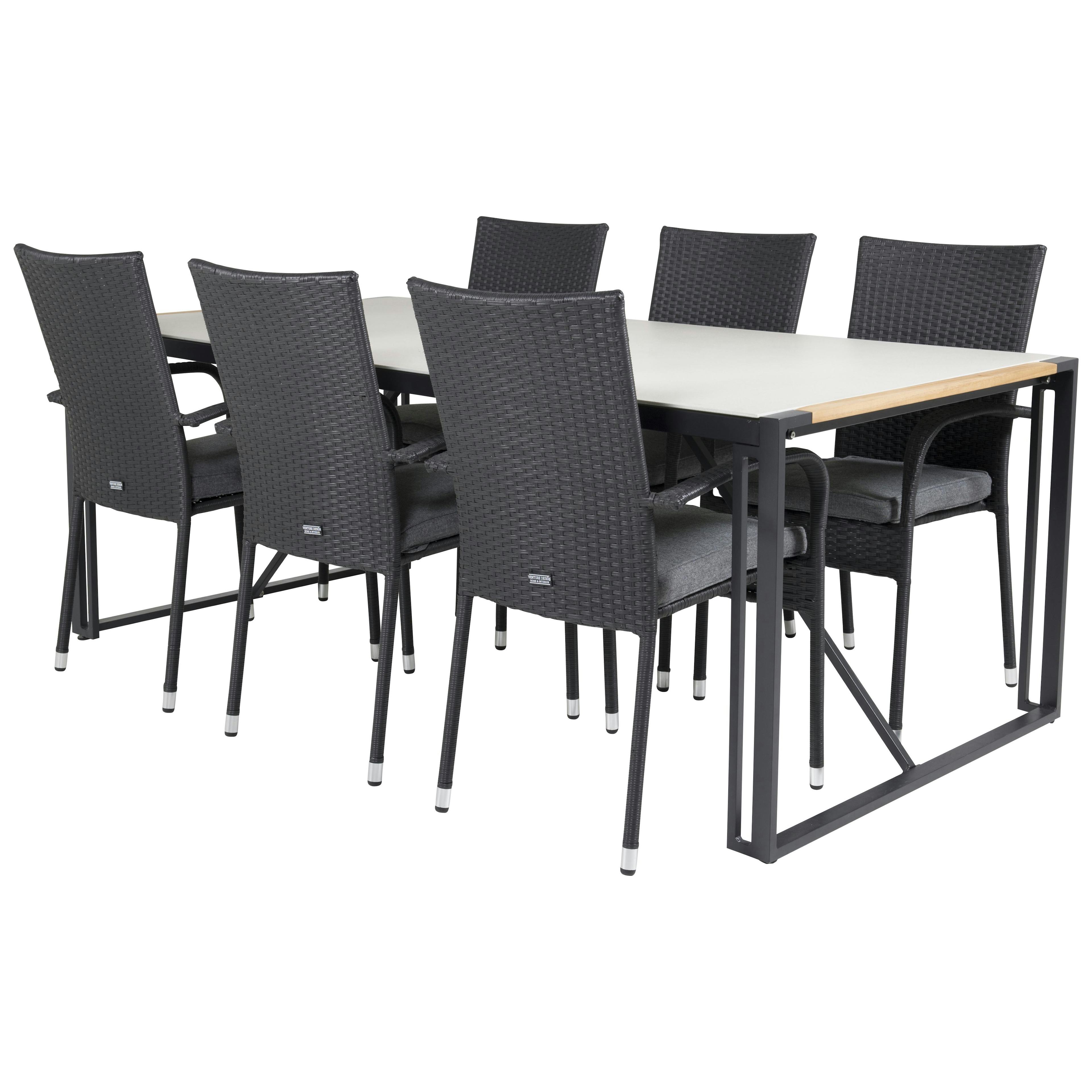 Matgrupp Utomhus Venture Home Tilly 200 med 6 Asta Trädgårdsstolar