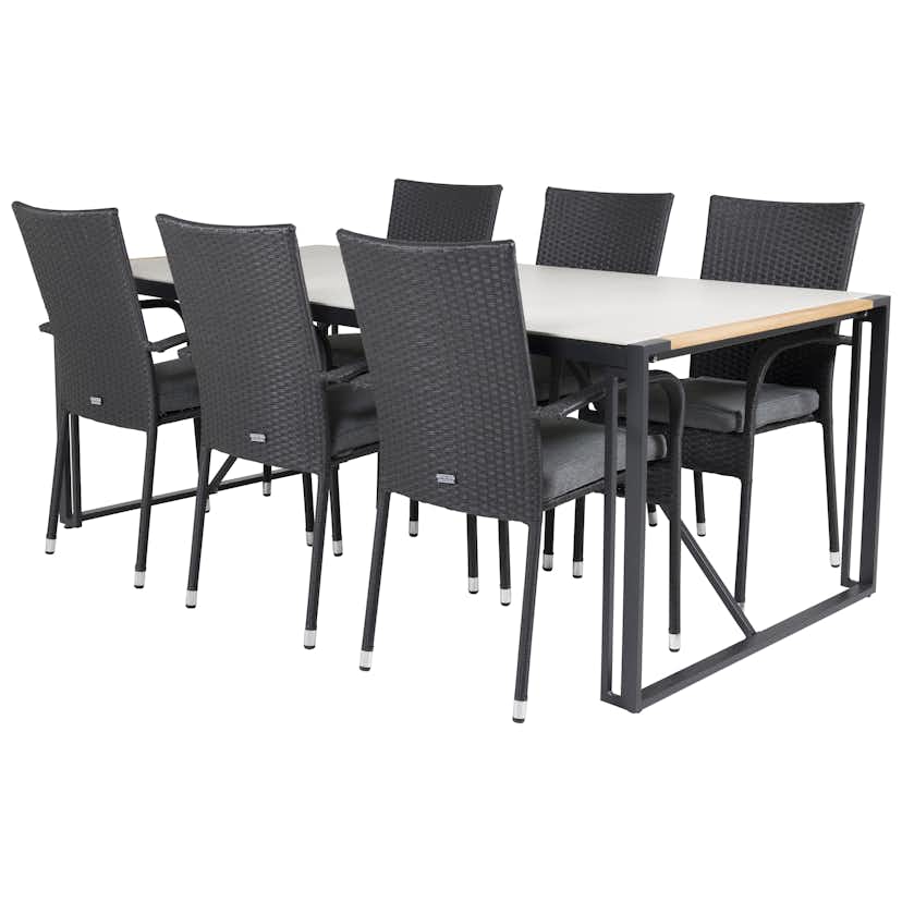 Matgrupp Utomhus Venture Home Tilly 200 med 6 Asta Trädgårdsstolar