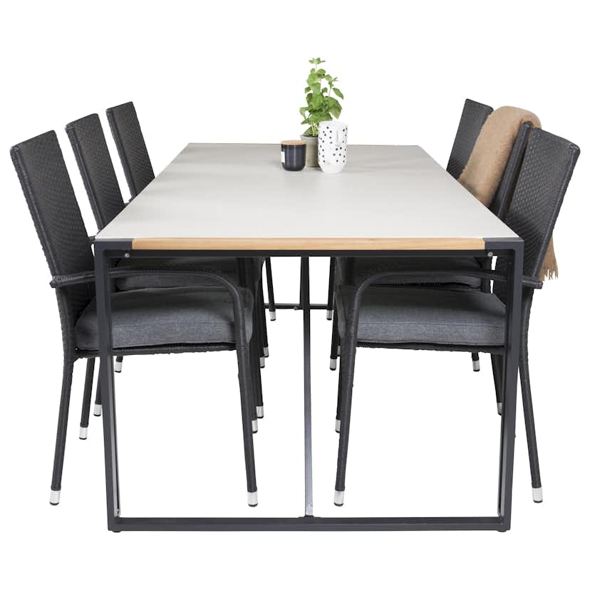 Matgrupp Utomhus Venture Home Tilly 200 med 6 Asta Trädgårdsstolar