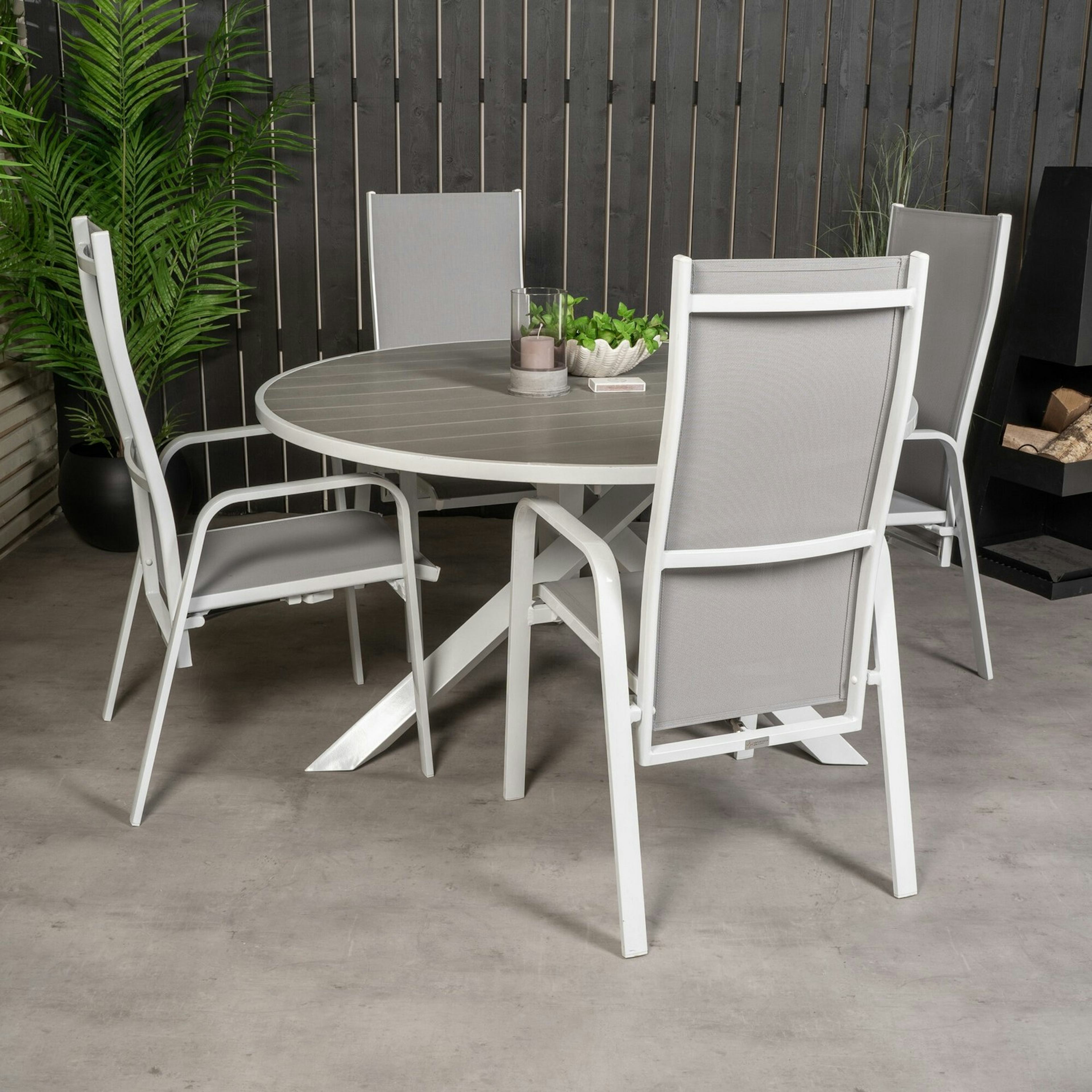 Matgrupp Utomhus Venture Home Pincy Ø140 med 4 Copacabana Trädgårdsstolar