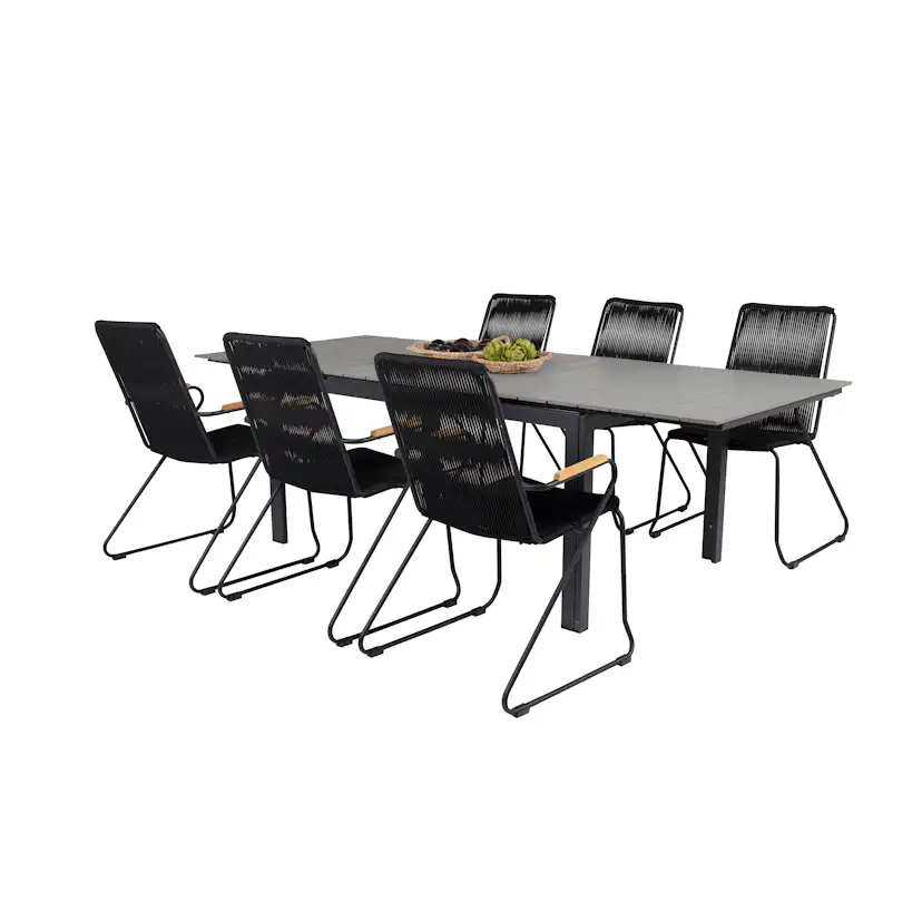 Matgrupp Venture Home Lova 160/240 med 6 Berfin Karmstolar