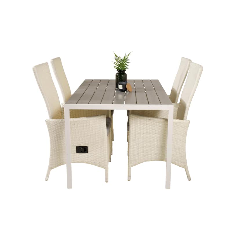 Matgrupp Utomhus Venture Home Bront 150 med 4 Pishi Trädgårdsstolar