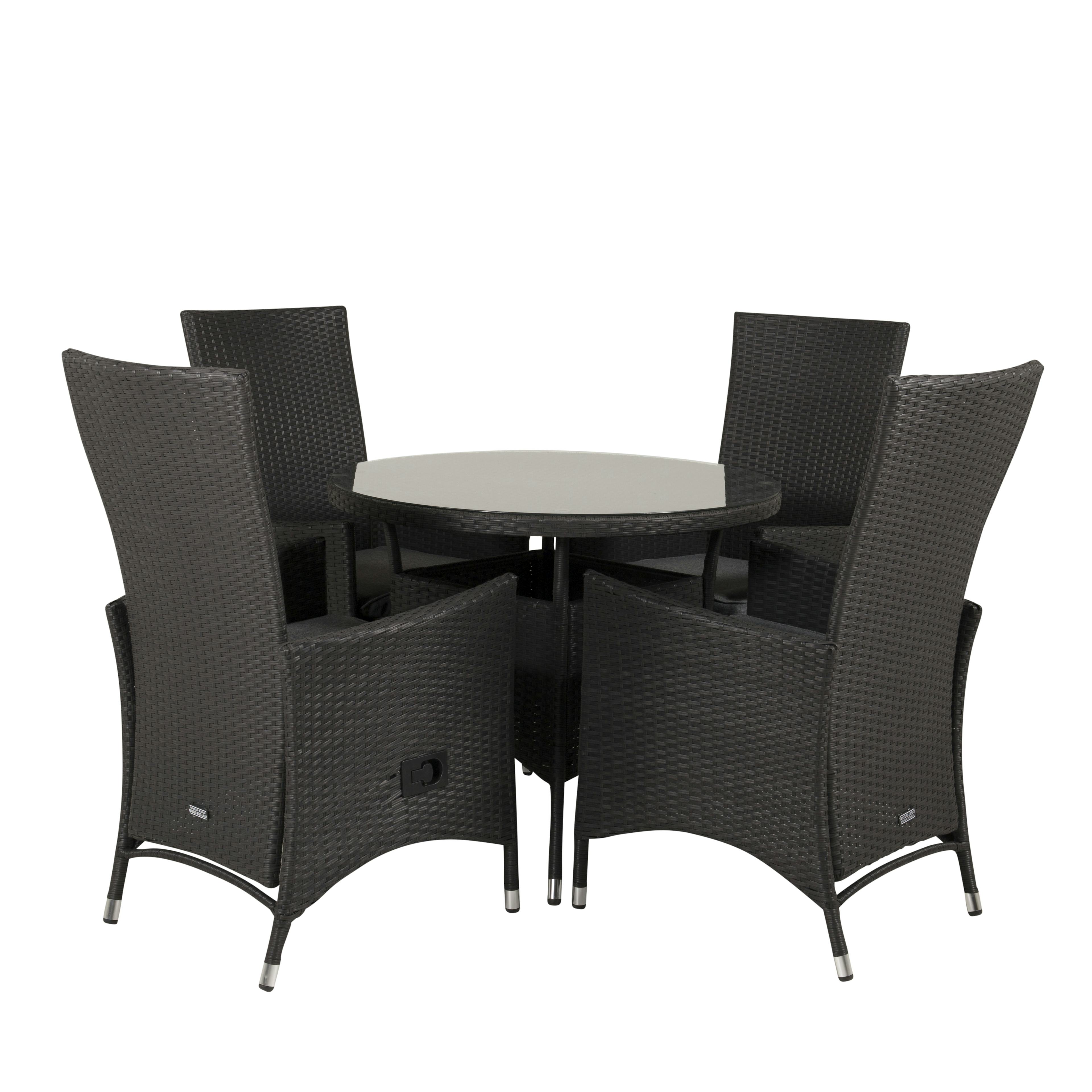 Matgrupp Utomhus Venture Home Virda Ø 90 med 4 Pishi Trädgårdsstolar