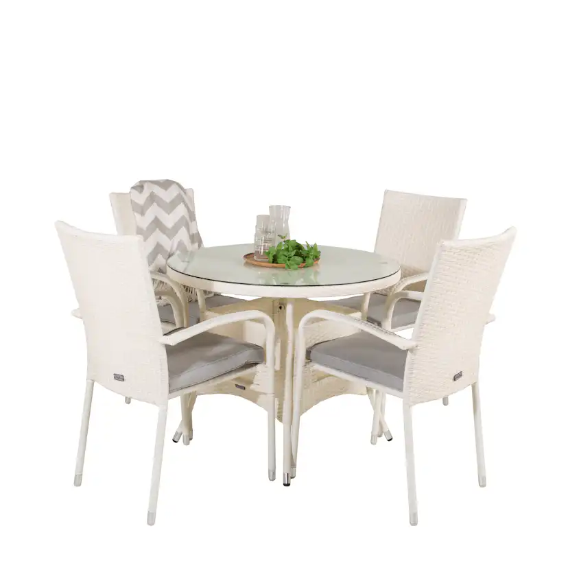 Matgrupp Venture Home Virda Ø 90 med 4 Asta Stolar