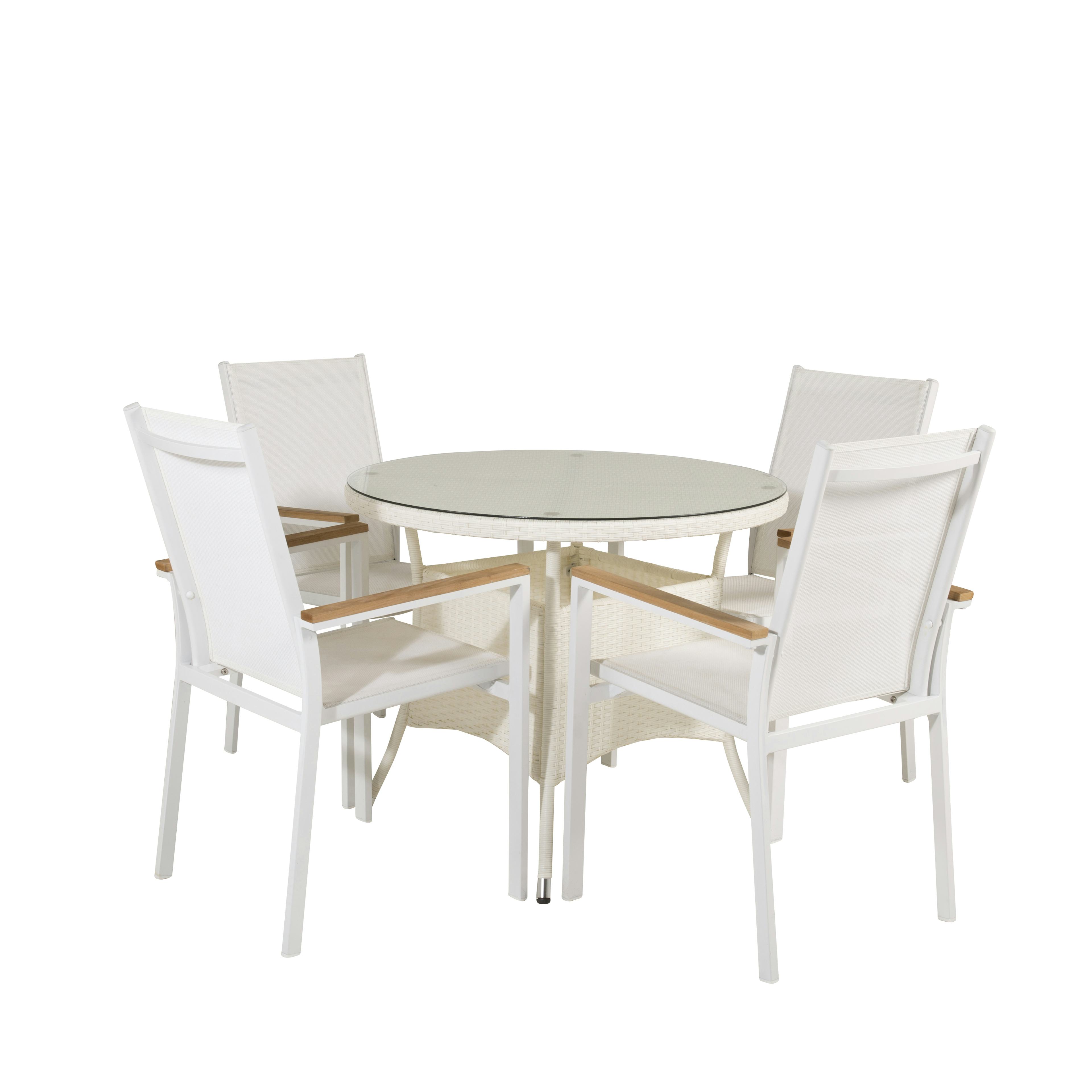 Matgrupp Venture Home Virda Ø 90 med 4 Thea Matstolar