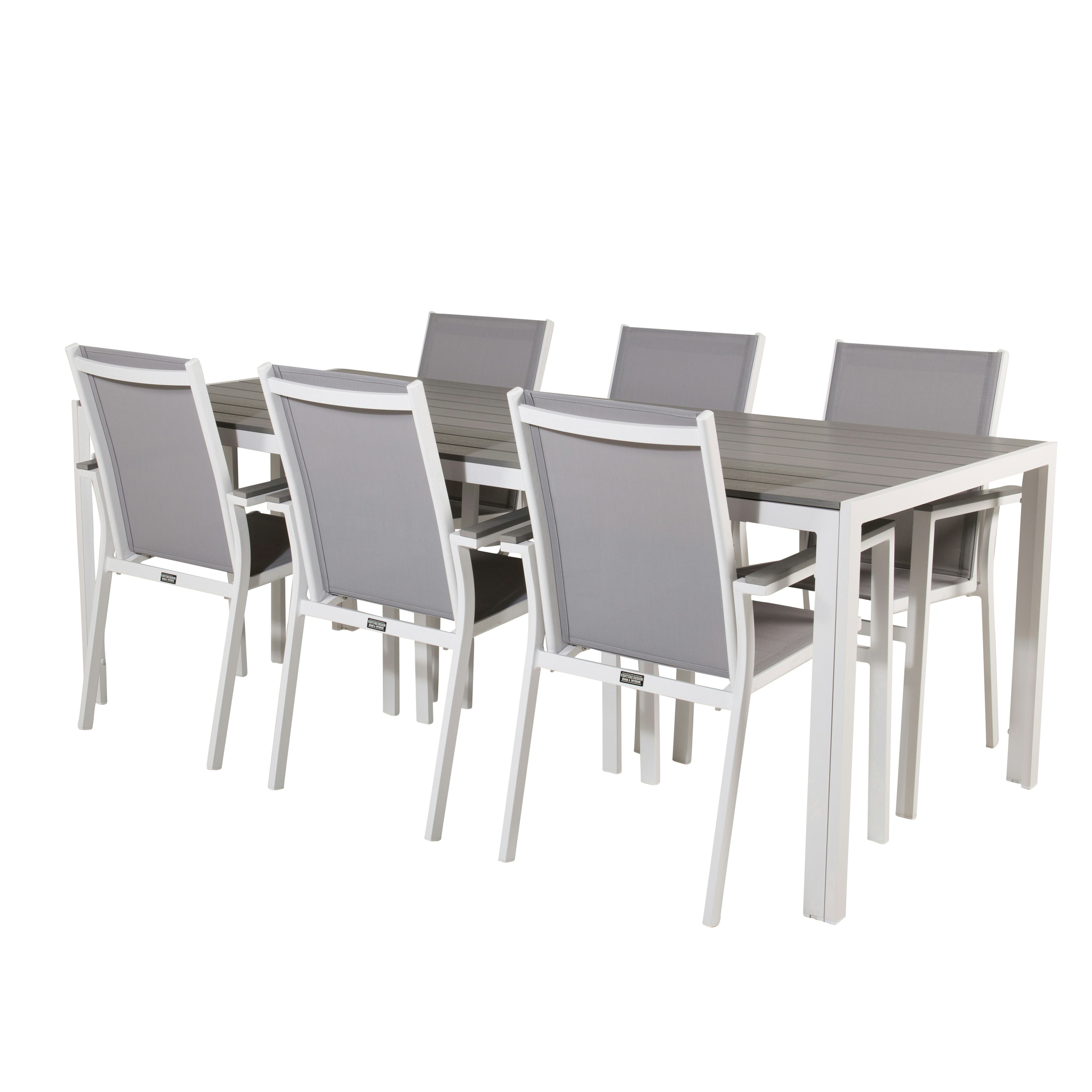 Matgrupp Utomhus Venture Home Bront 205 med 6 Pincy Trädgårdsstolar