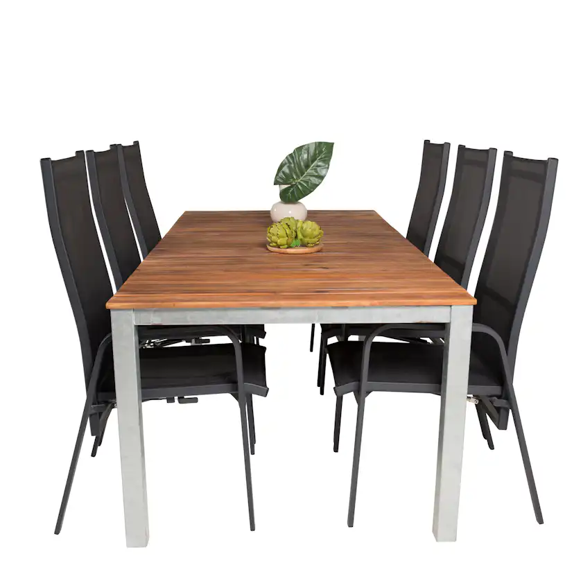 Matgrupp Utomhus Venture Home Zacharias 200 med 6 Copacabana Trädgårdsstolar