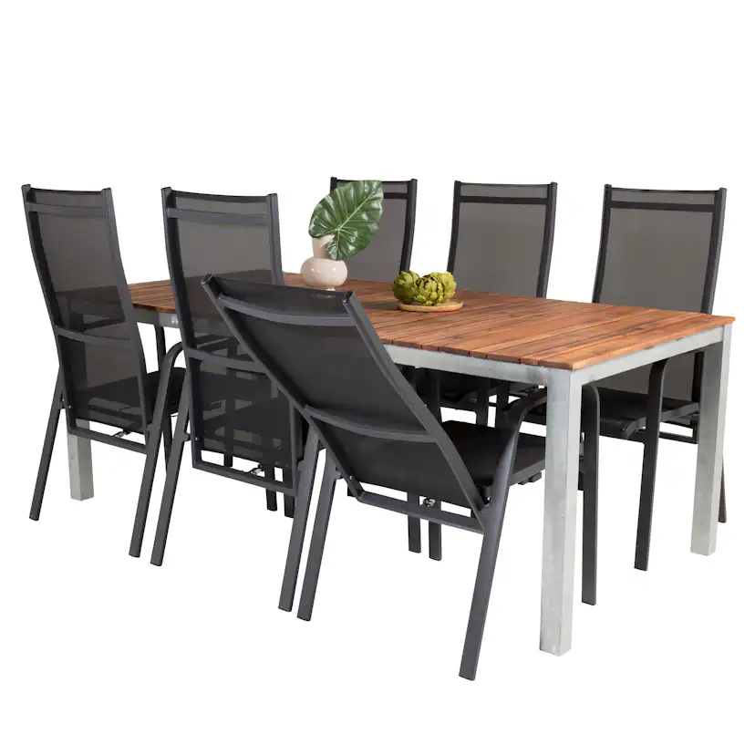 Matgrupp Utomhus Venture Home Zacharias 200 med 6 Copacabana Trädgårdsstolar