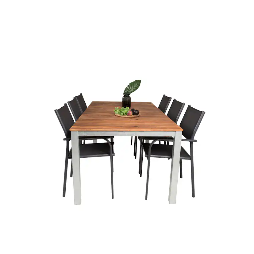 Matgrupp Utomhus Venture Home Zacharias 200 med 6 Siri Trädgårdsstolar