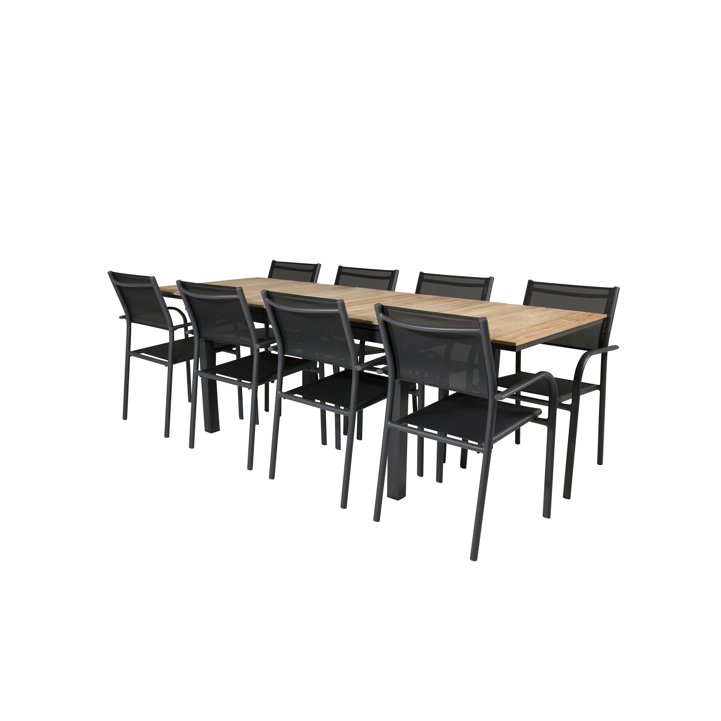 Matgrupp Utomhus Venture Home Meya 160/240 med 8 Siri Trädgårdsstolar