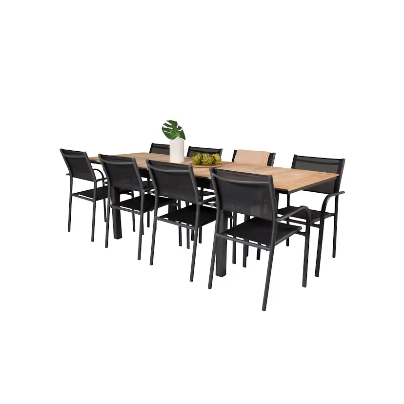 Matgrupp Utomhus Venture Home Meya 160/240 med 8 Siri Trädgårdsstolar