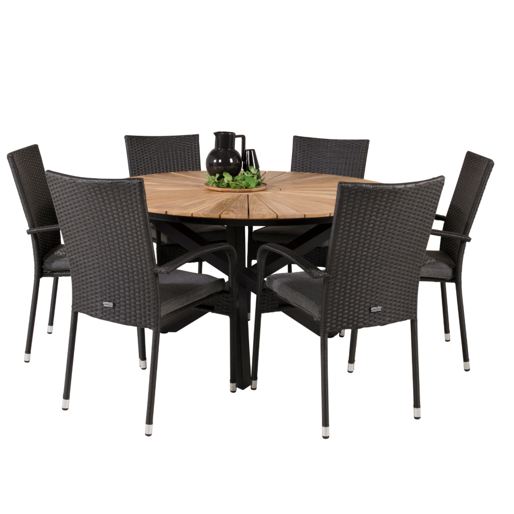 Matgrupp Utomhus Venture Home Meya Ø 140 med 6 Asta Trädgårdsstolar