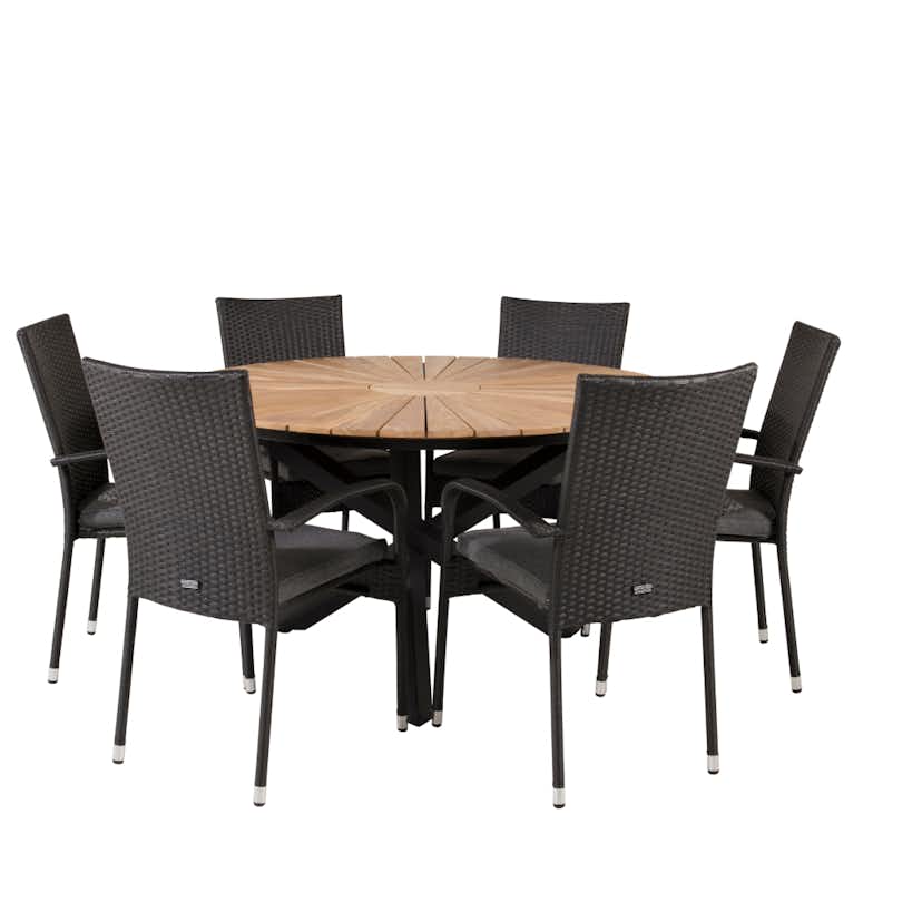 Matgrupp Utomhus Venture Home Meya Ø 140 med 6 Asta Trädgårdsstolar