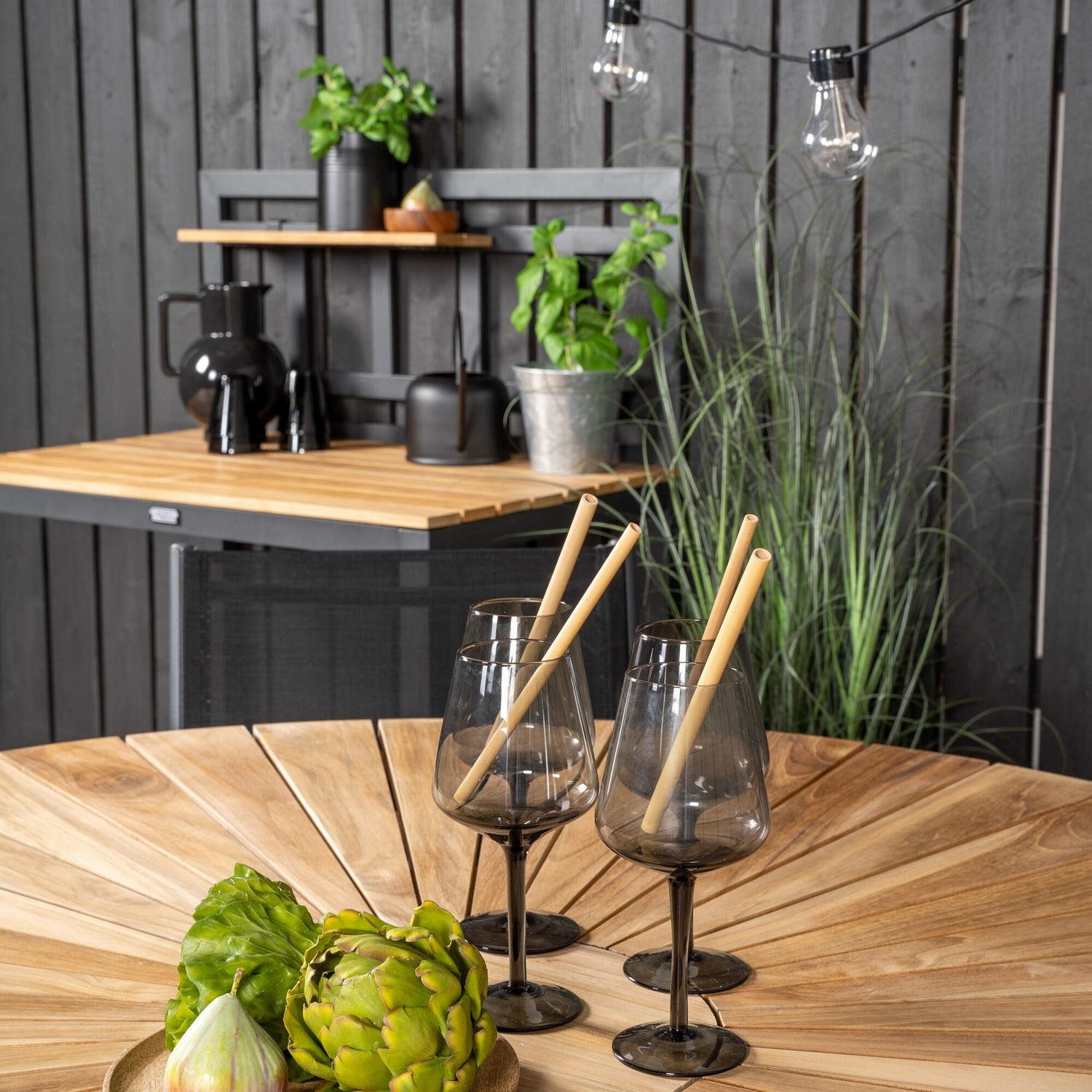 Matgrupp Utomhus Venture Home Meya Ø 140 med 6 Siri Trädgårdsstolar