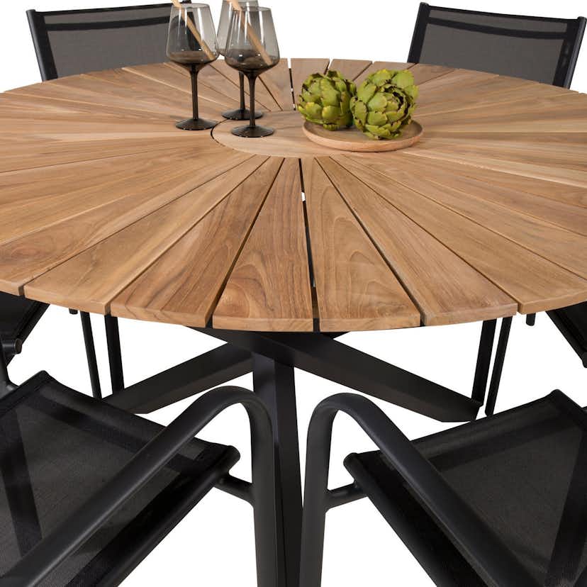 Matgrupp Utomhus Venture Home Meya Ø 140 med 6 Siri Trädgårdsstolar