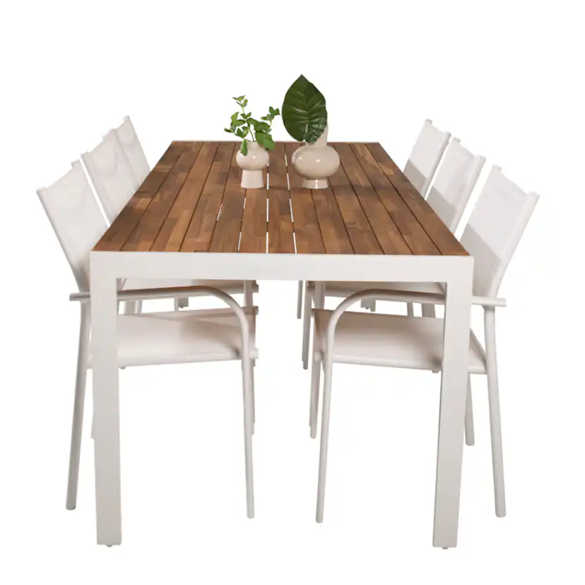 Matgrupp Venture Home Bois med 6 Santorini Stolar