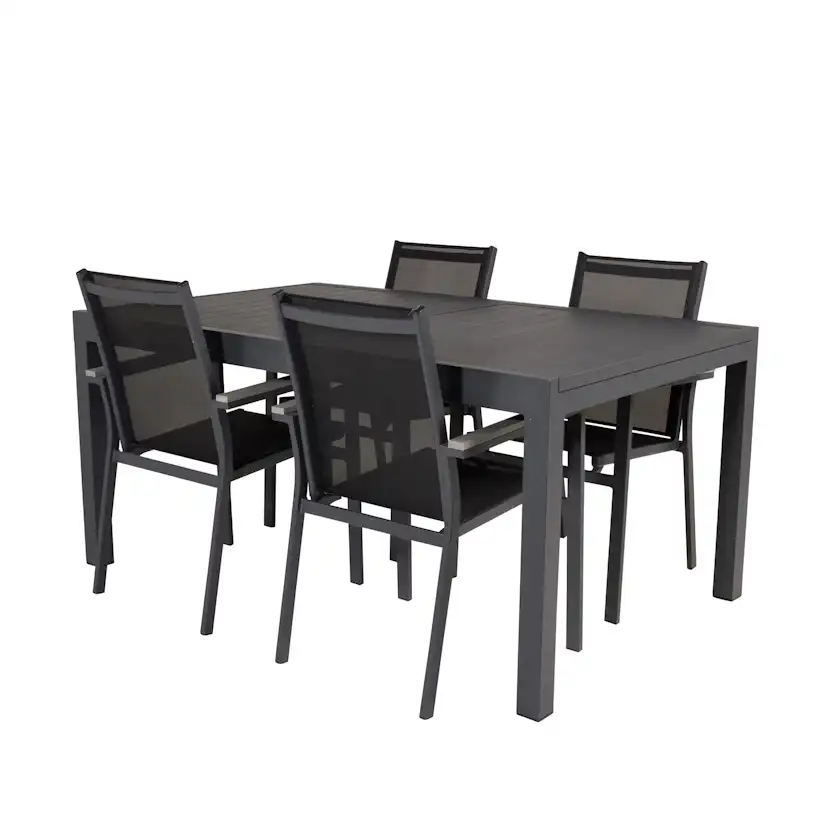 Matgrupp Utomhus Venture Home Madrid 160/240 med 4 Pincy Trädgårdsstolar