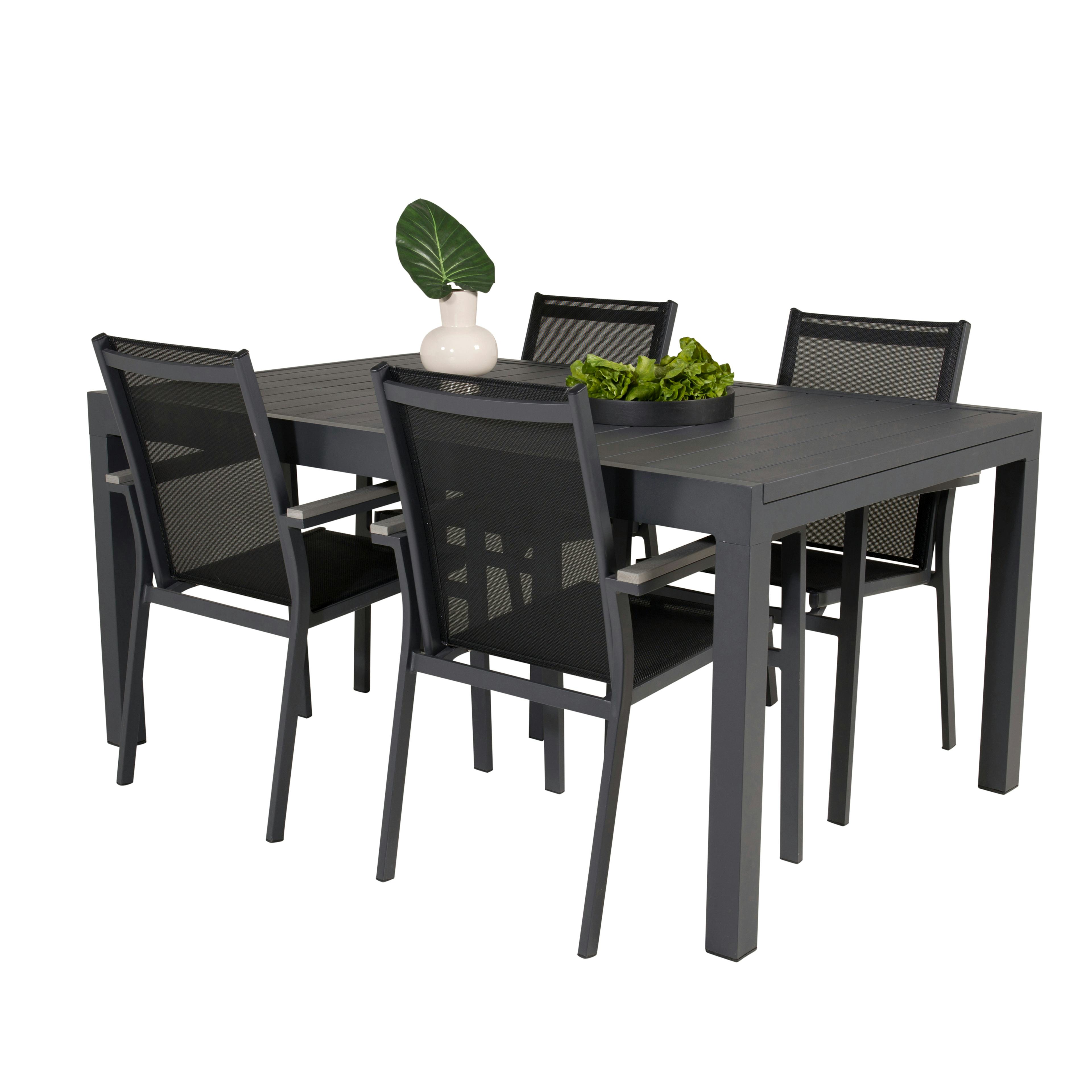 Matgrupp Utomhus Venture Home Madrid 160/240 med 4 Pincy Trädgårdsstolar