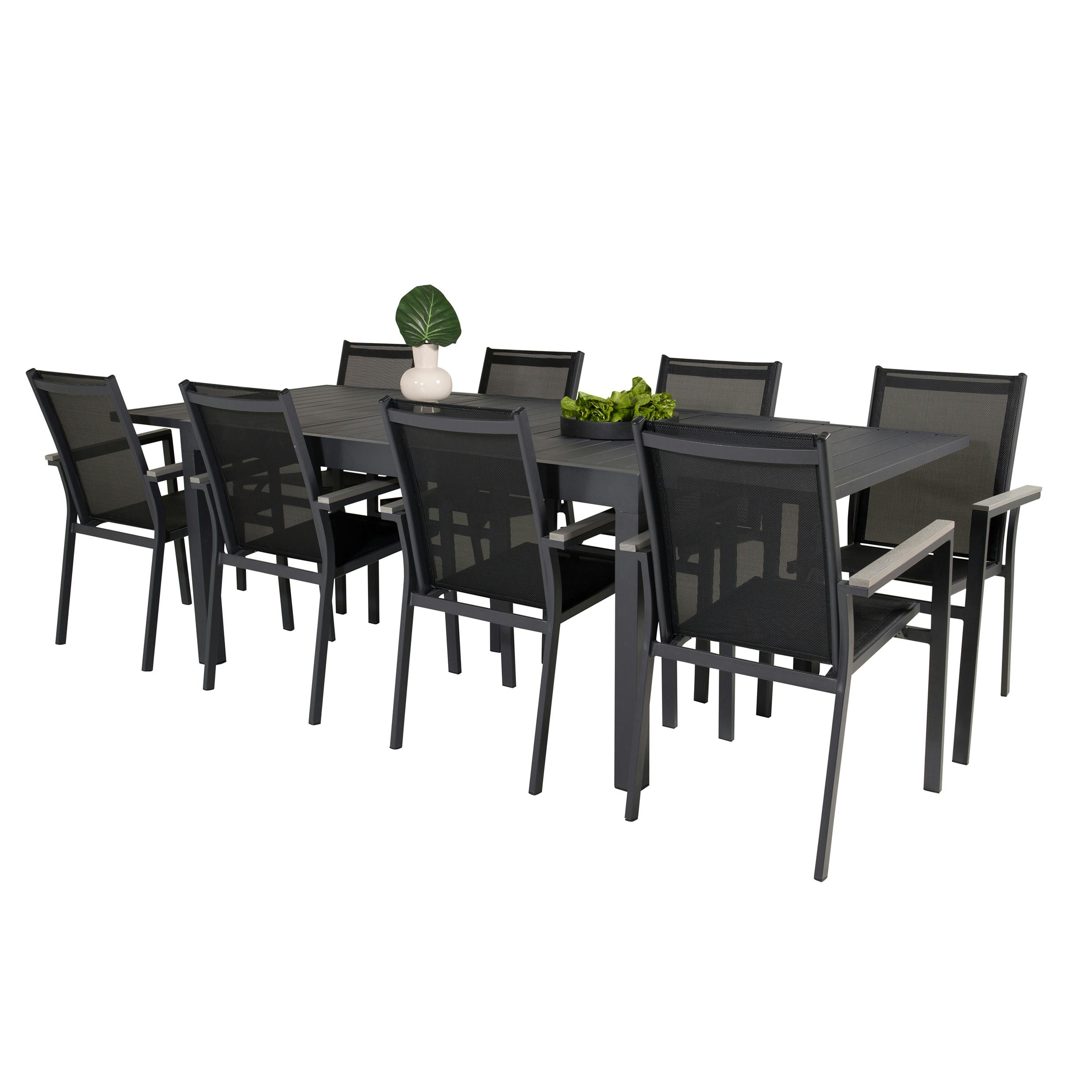 Matgrupp Utomhus Venture Home Madrid 160/240 med 8 Pincy Trädgårdsstolar