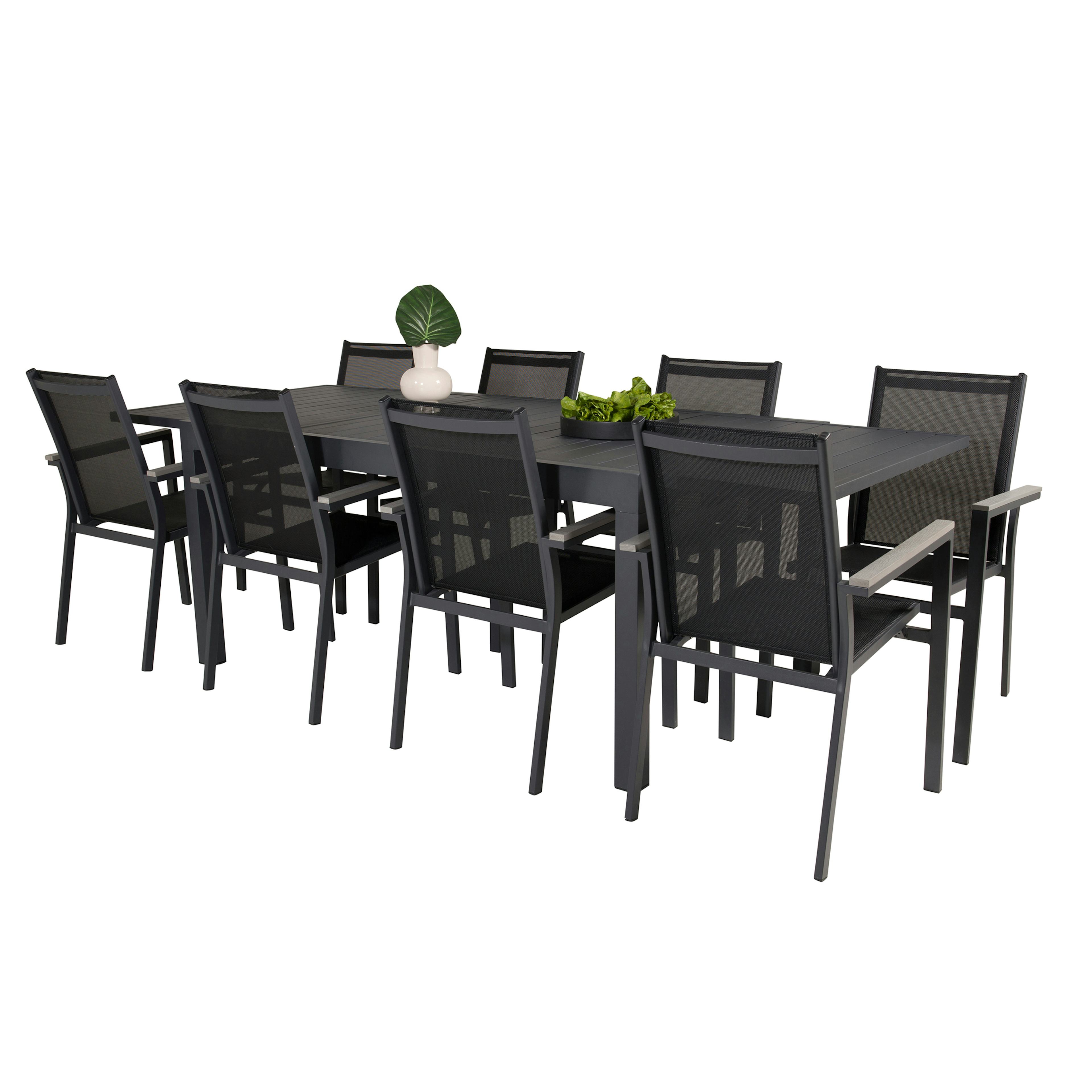 Matgrupp Utomhus Venture Home Madrid 160/240 med 8 Pincy Trädgårdsstolar