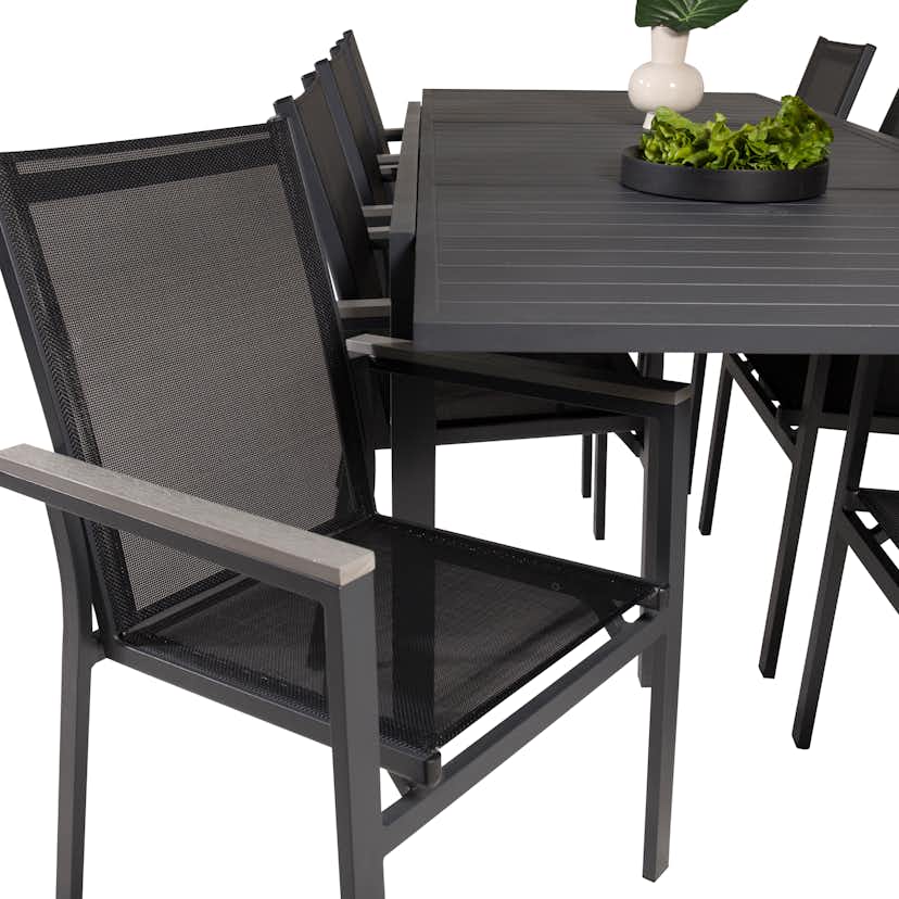 Matgrupp Utomhus Venture Home Madrid 160/240 med 8 Pincy Trädgårdsstolar